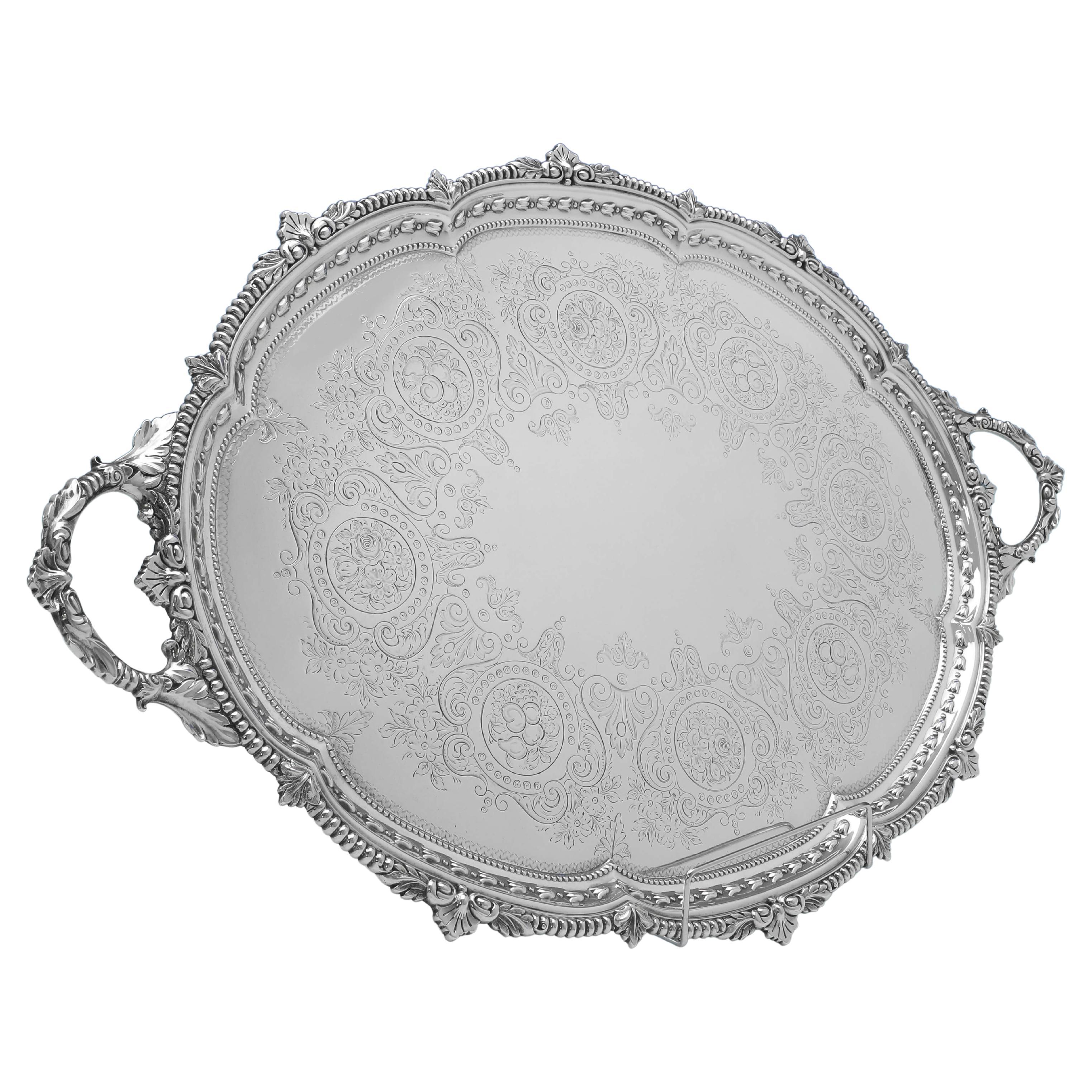 Edwardian Antique Sterling Silver Tray, Mappin Brothers, Sheffield 1902