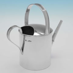 Edwardian Antique Sterling Silver Watering Can / Novelty Spirit Jug, 1909