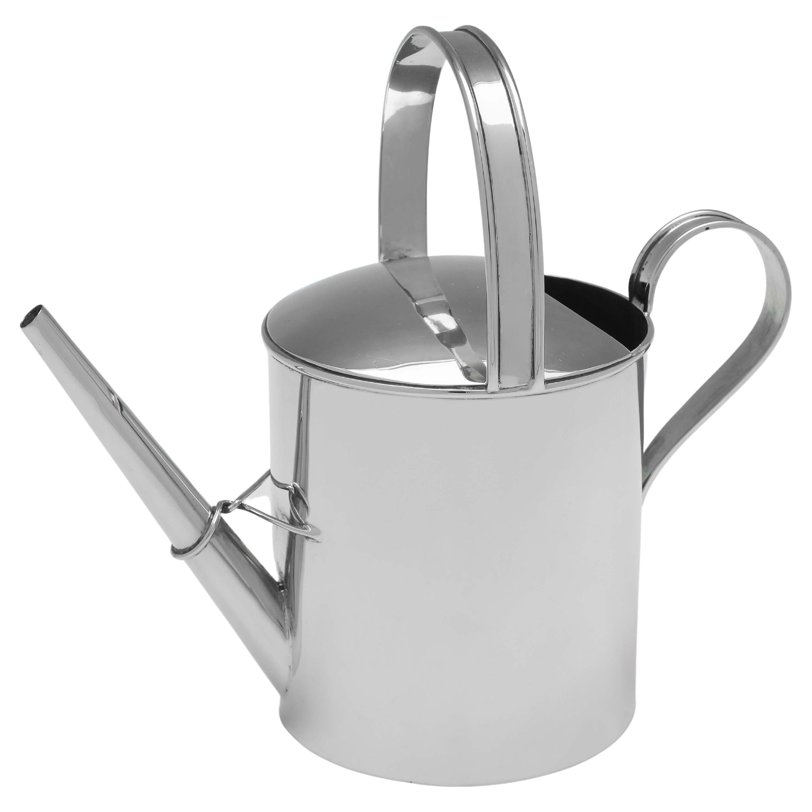 Edwardian Antique Sterling Silver Watering Can / Novelty Spirit Jug, 1909