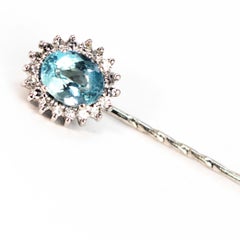 Edwardian Aqua and Diamond Pin