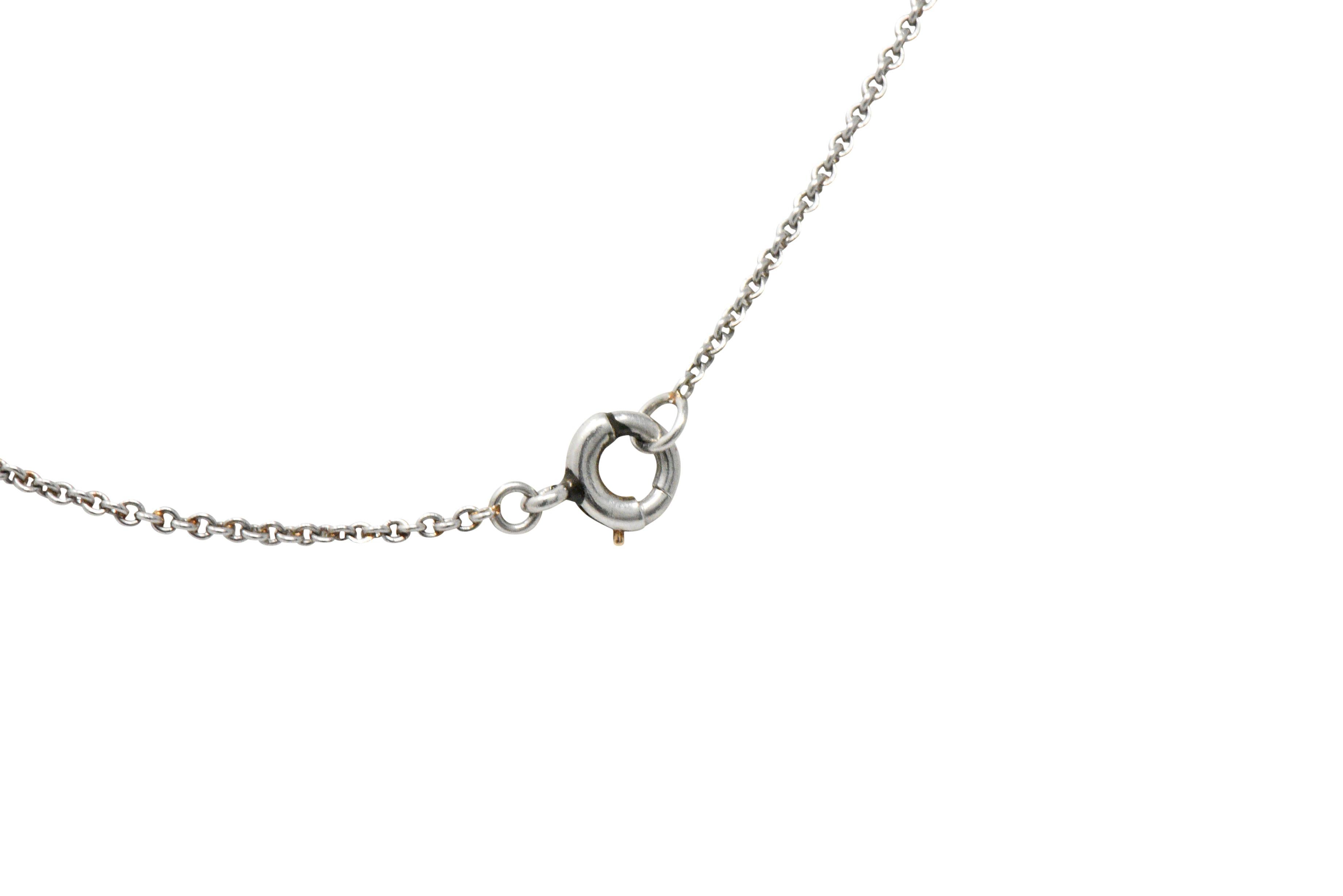 Edwardian Aqua Diamond Platinum-Topped 14 Karat Gold Pendant Necklace 2