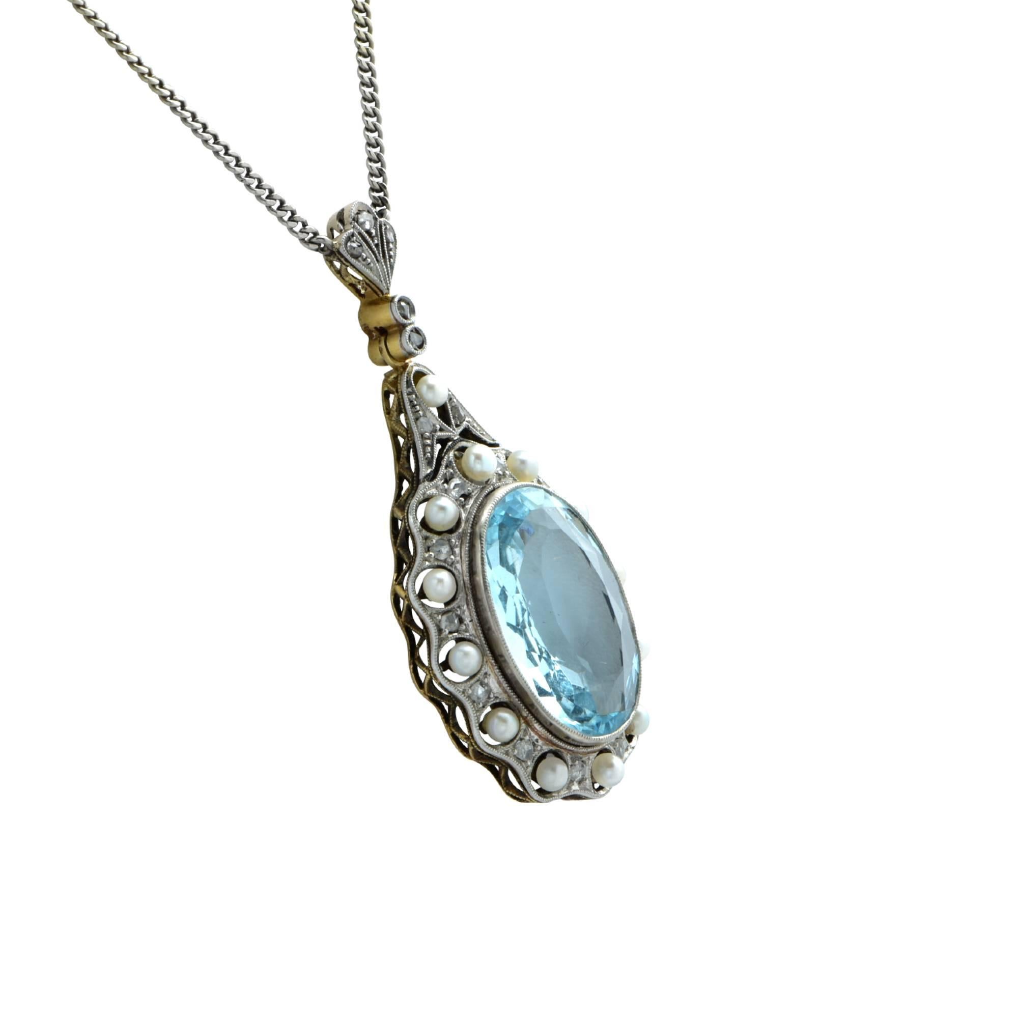 edwardian aquamarine pendant
