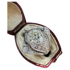 Anillo de compromiso de diamantes Art Decó eduardiano de 1,38 quilates