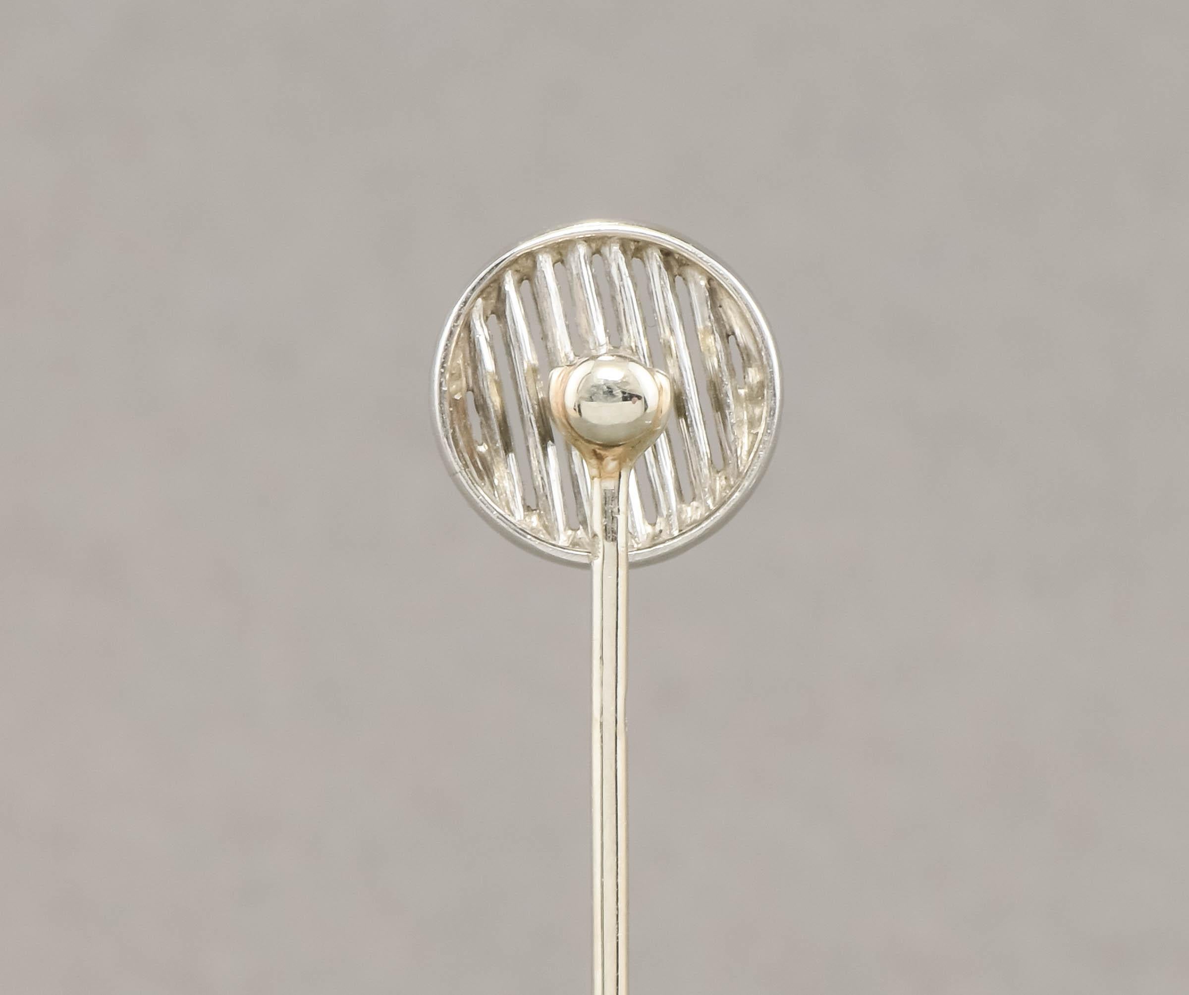 Edwardian - Art Deco Diamond Stick Pin with Old European & Rose Cut Diamonds For Sale 3