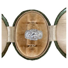 Edwardian / Art Deco Platinum and Diamond Trilogy Ring - GIA VVS2/G