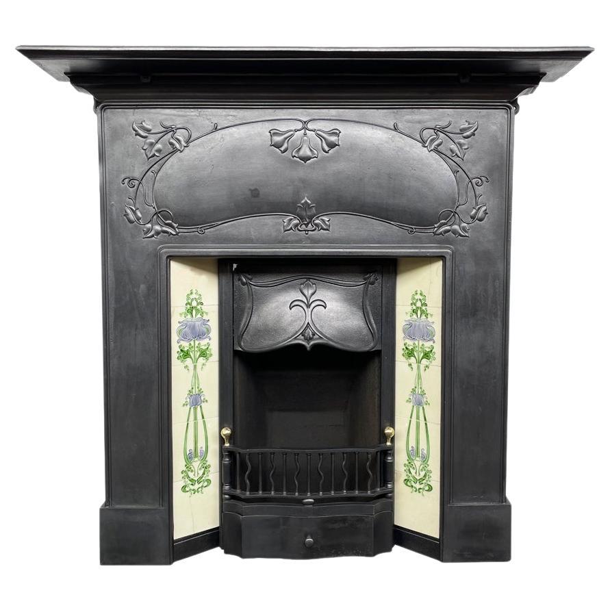 Edwardian Art Nouveau Cast Iron Combination Fireplace