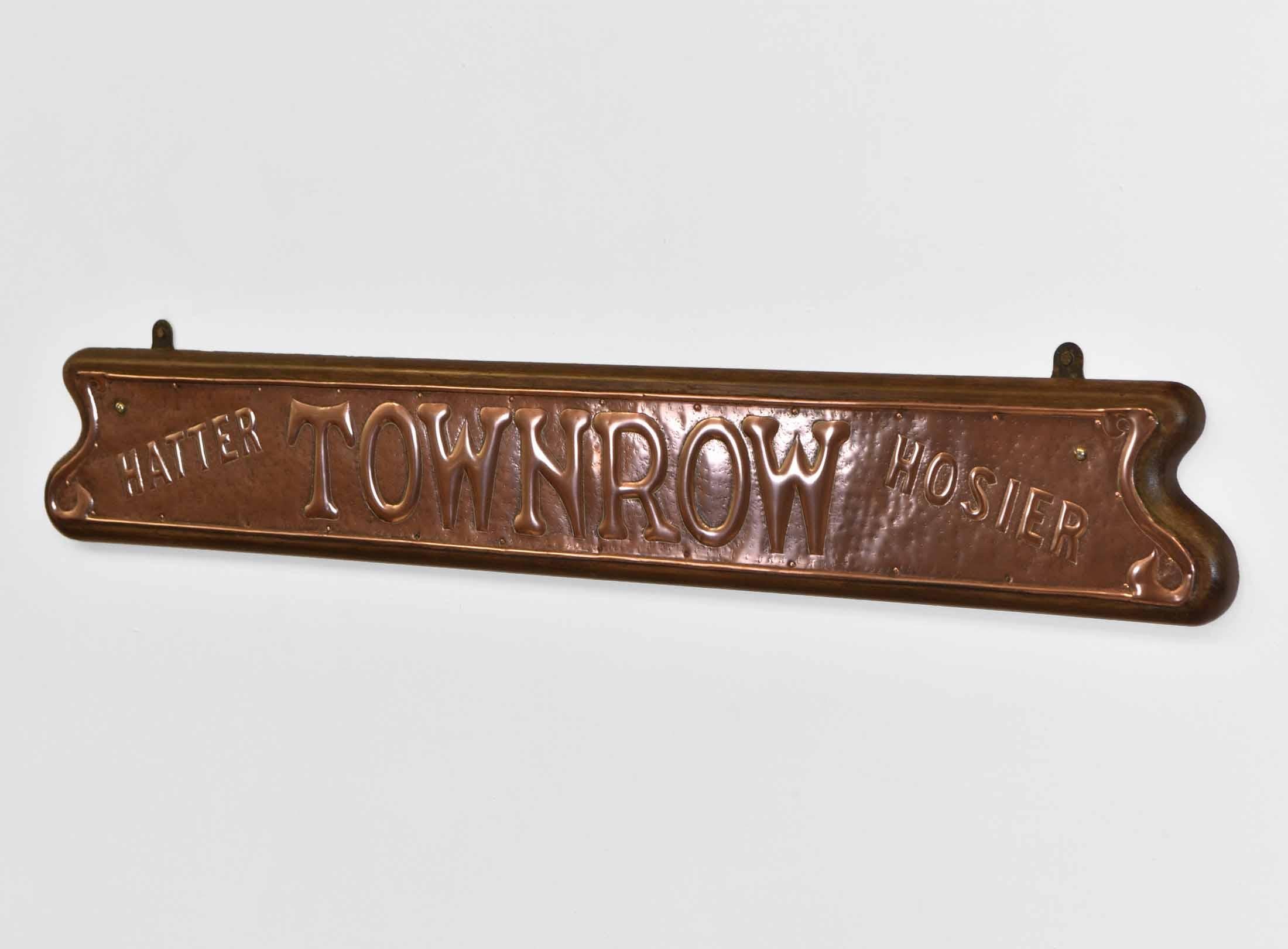 Edwardian Art Nouveau Copper & Oak Shop Sign 