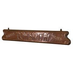 Antique Edwardian Art Nouveau Copper & Oak Shop Sign "Townrow" Hatter Hosier