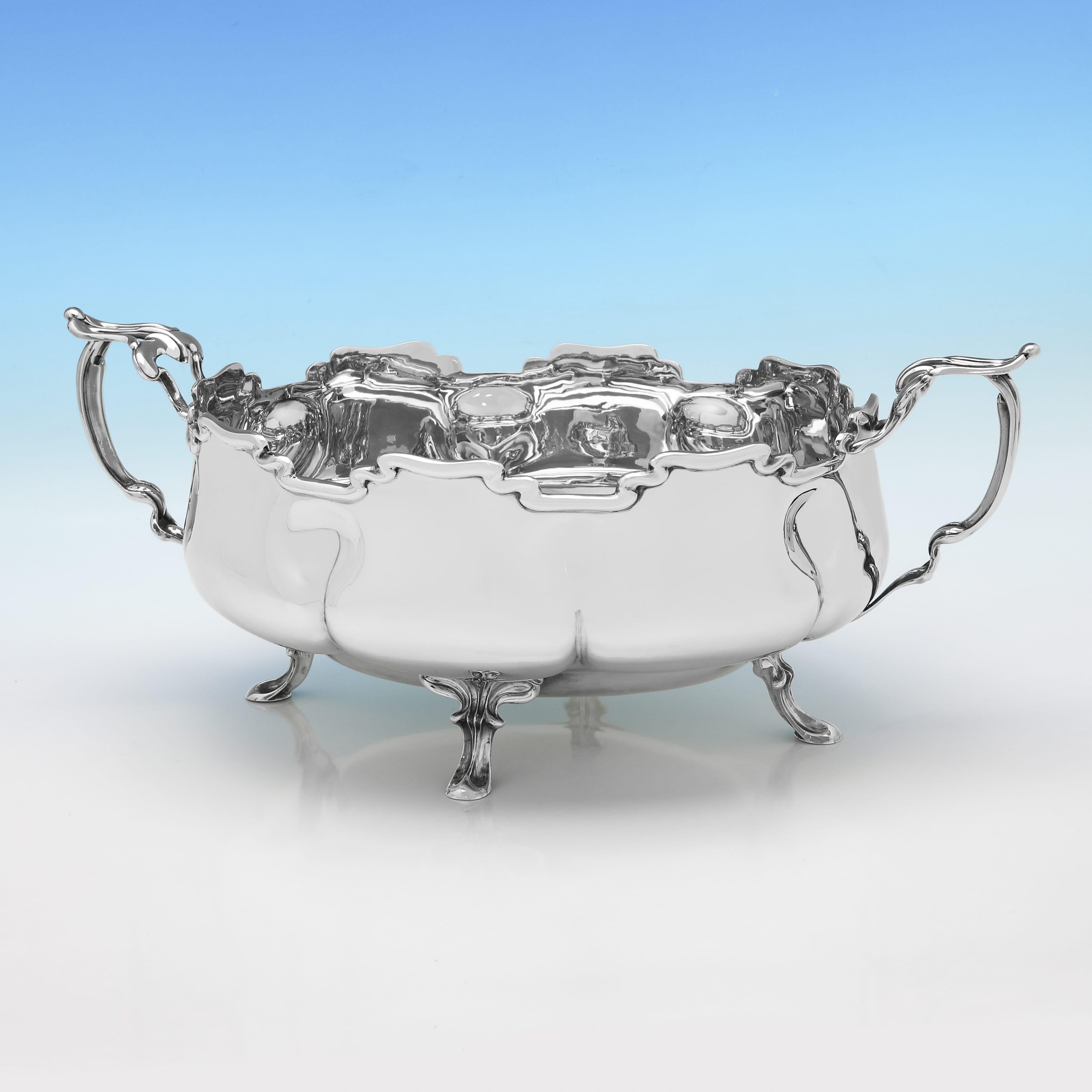 Inglese Ciotola ovale in argento in stile Art Nouveau edoardiano con marchio di fabbrica del 1907 in vendita
