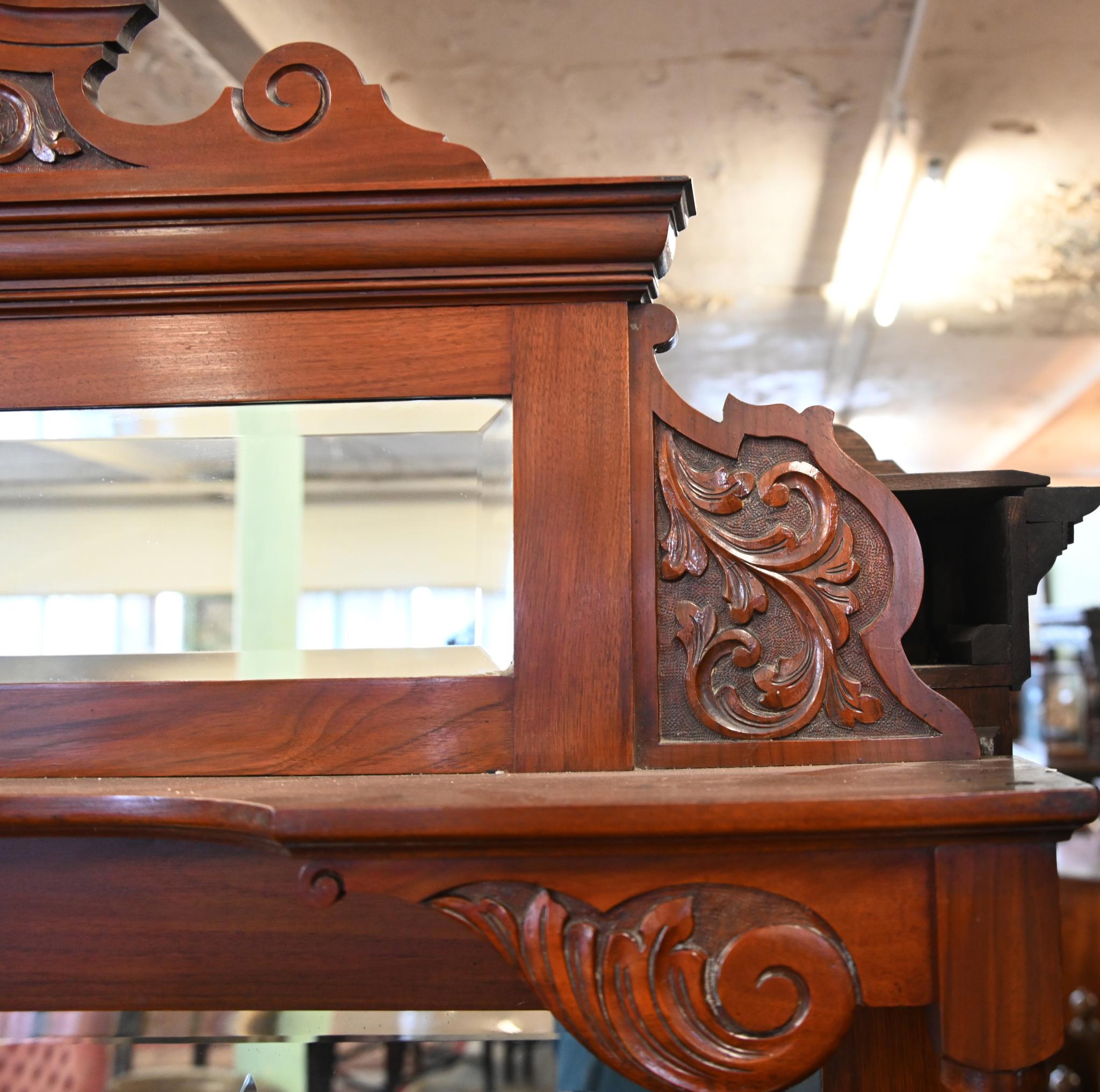 Edwardian Art Nouveau Sideboard Dresser Walnut Inlay 1910 For Sale 6