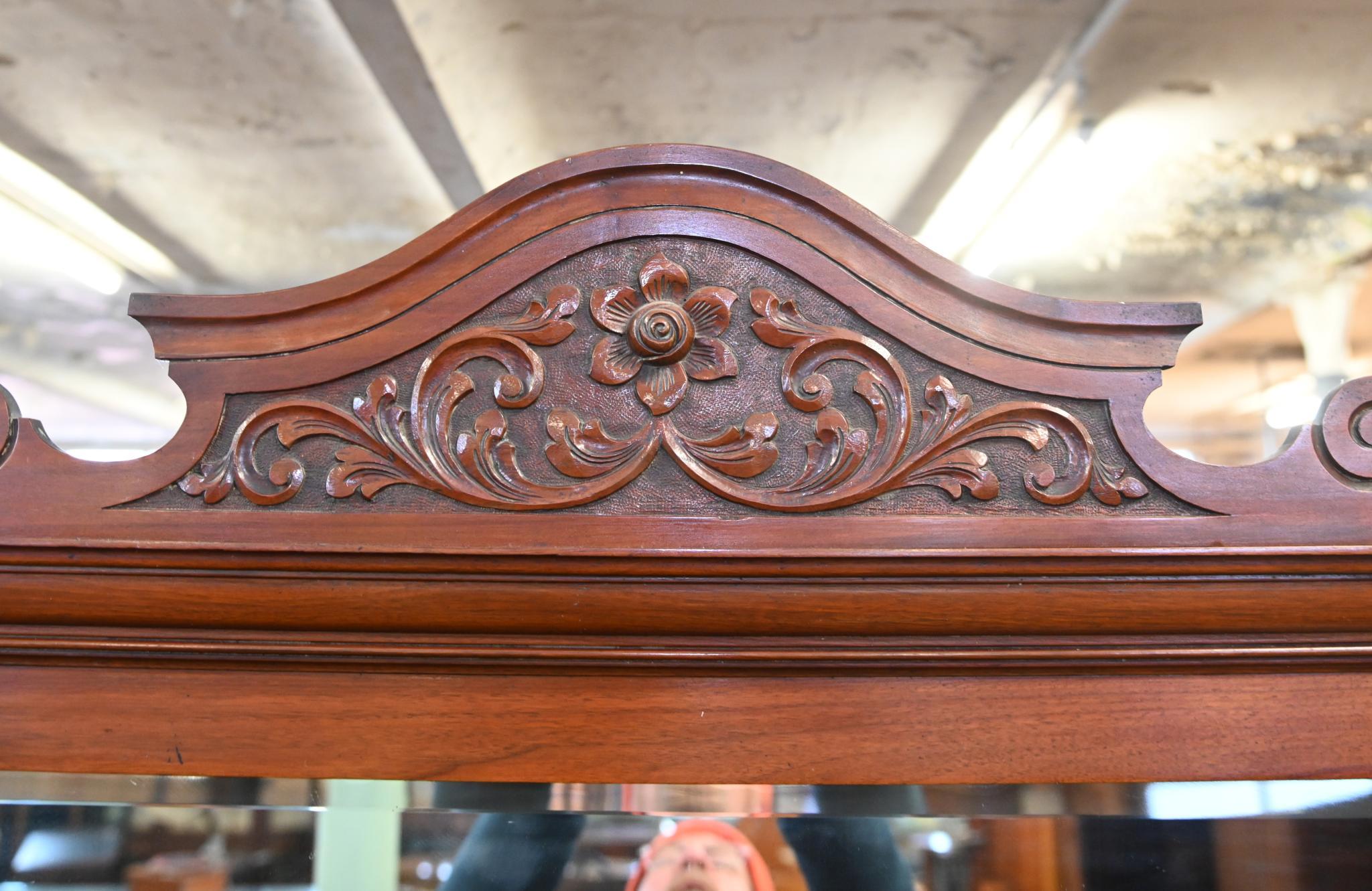 Edwardian Art Nouveau Sideboard Dresser Walnut Inlay 1910 For Sale 7