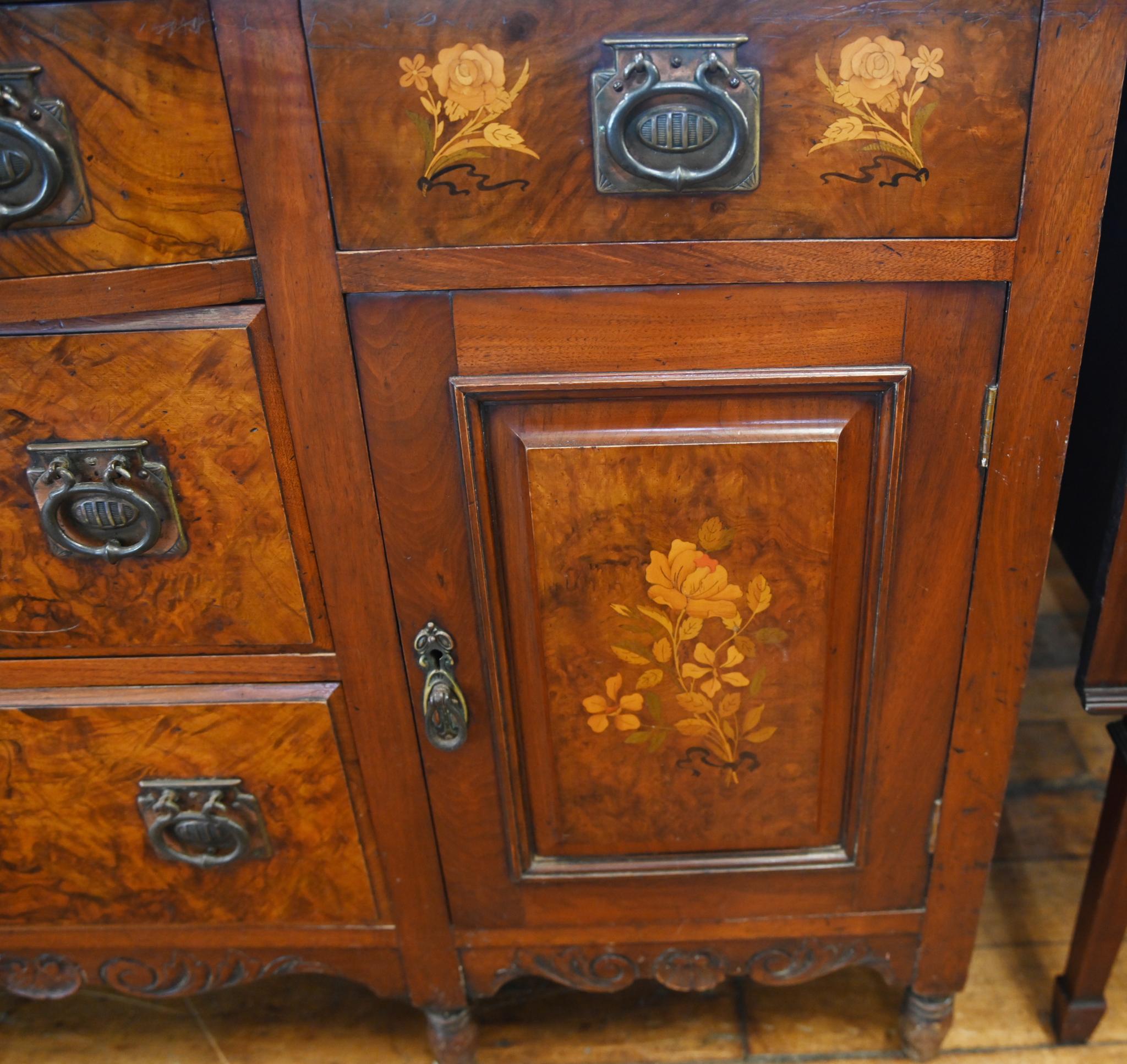 Edwardian Art Nouveau Sideboard Dresser Walnut Inlay 1910 For Sale 4