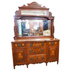 Edwardian Art Nouveau Sideboard Dresser Walnut Inlay 1910