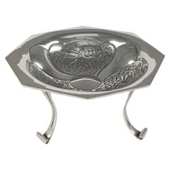 Antique Edwardian Art Nouveau Silver Tazza by Kate Harris for W.G. Connell, 1901