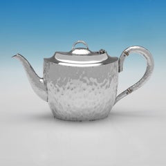 Edwardian Art Nouveau Sterling Silver Four-Piece Tea Set, Heath & Middleton 1903