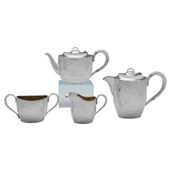 Edwardian Art Nouveau Sterling Silver Four-Piece Tea Set, Heath & Middleton 1903