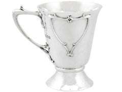 Edwardian Art Nouveau Style Sterling Silver Christening Mug