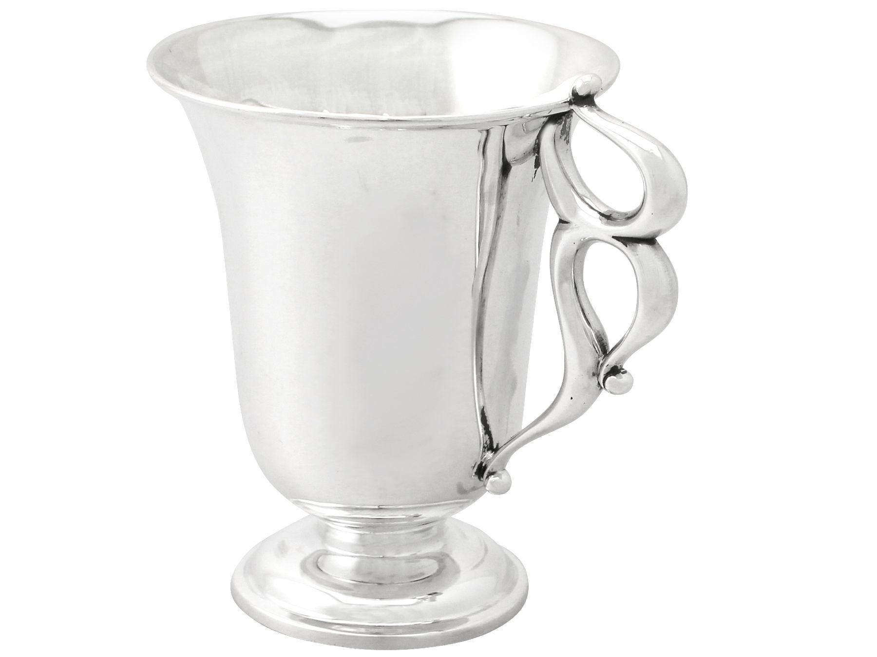 English Edwardian Art Nouveau Style Sterling Silver Mug For Sale