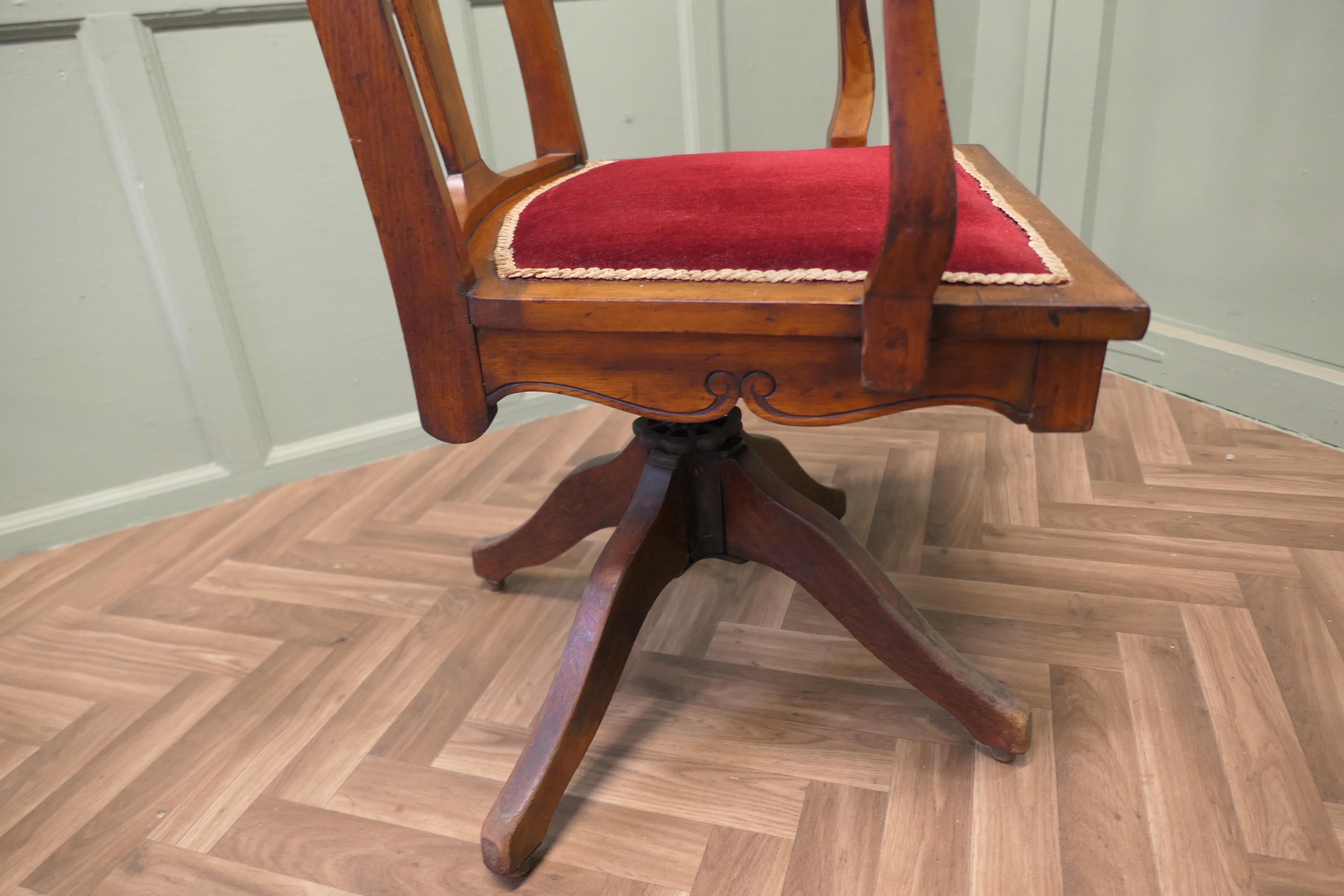 Edwardian Arts and Crafts Walnut Desk or Office Chair For Sale 1