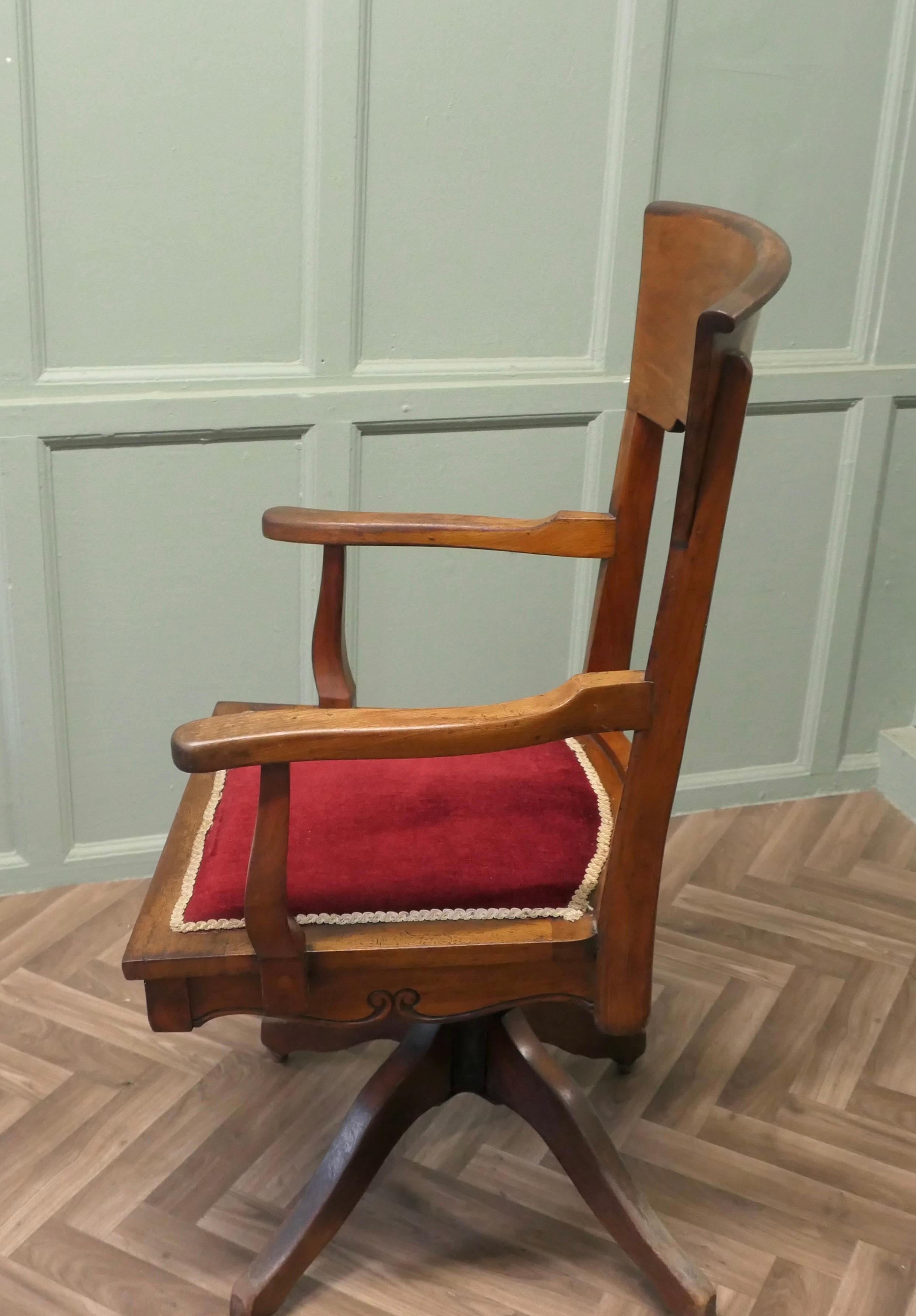 Edwardian Arts and Crafts Walnut Desk or Office Chair For Sale 2