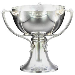 Edwardian Arts & Crafts Silver Three Handled Loving Cup