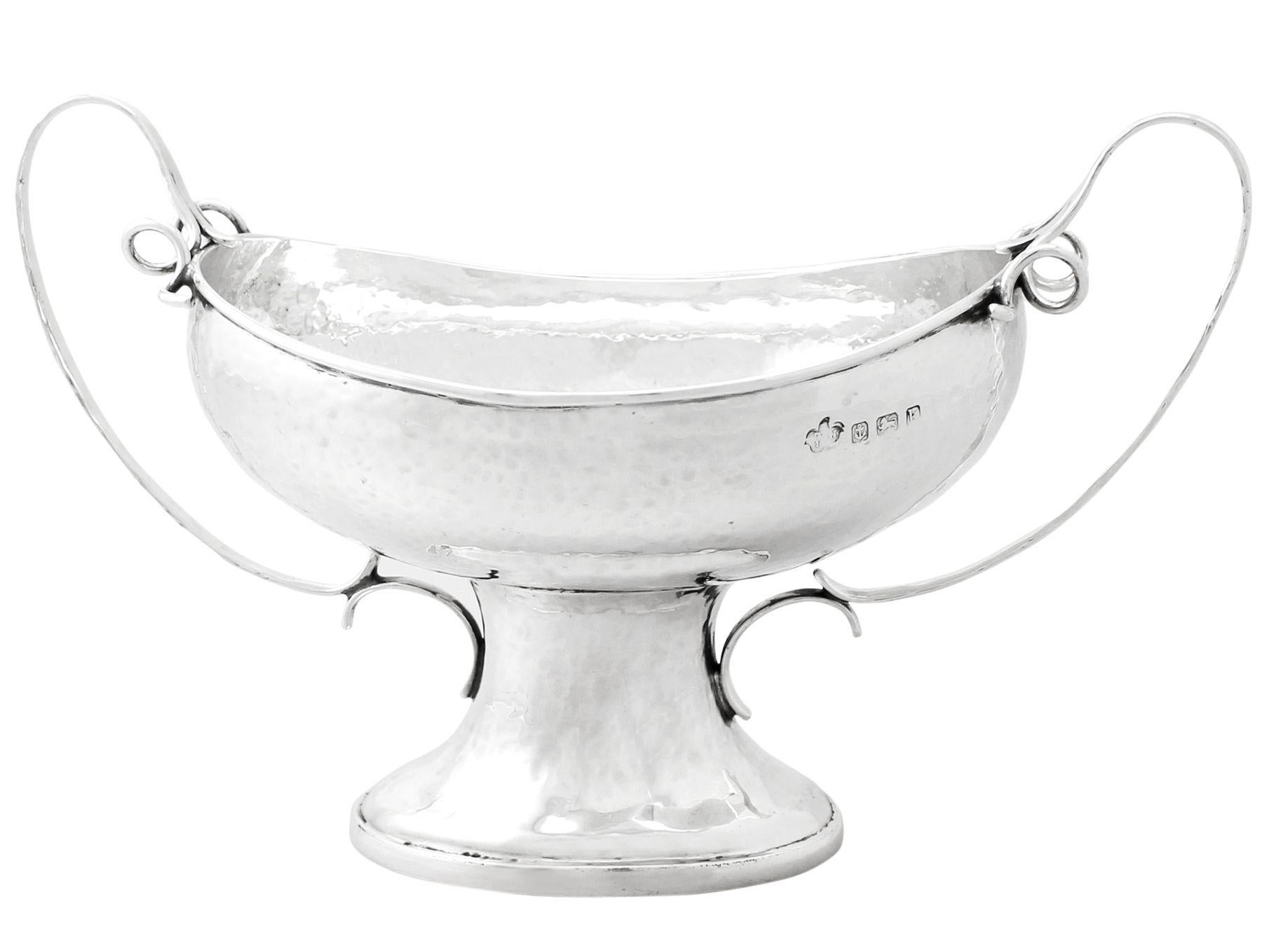 English Edwardian Arts & Crafts Style Sterling Silver Presentation Bowl For Sale