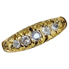 Edwardian Australian 5-Stone Old-Cut Diamond Half-Hoop Ring in 18K Yellow Gold