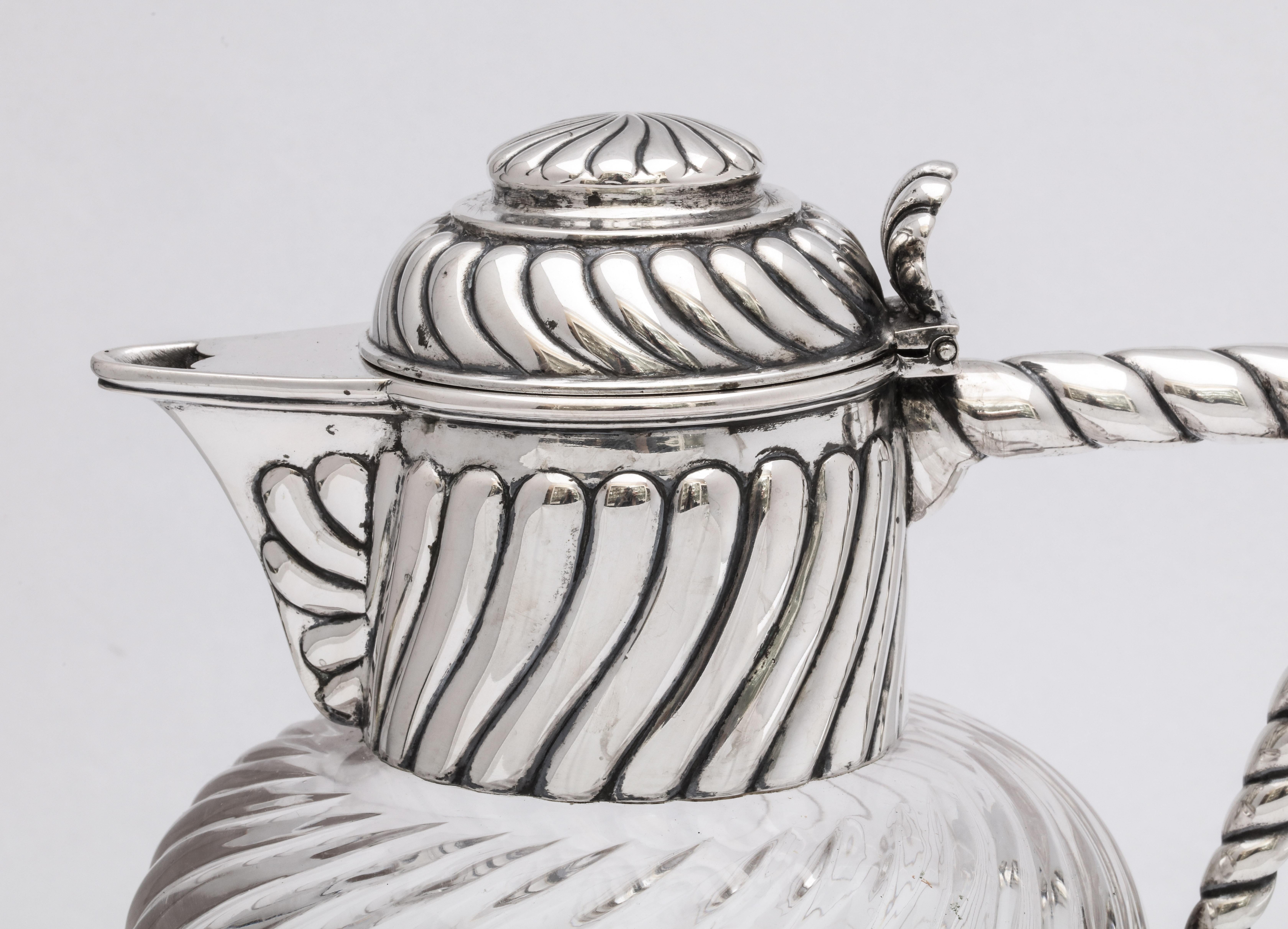Edwardian Austrian Silver (.800), Mounted Claret Jug by Vinzenz Mayer's Sohne In Excellent Condition In New York, NY