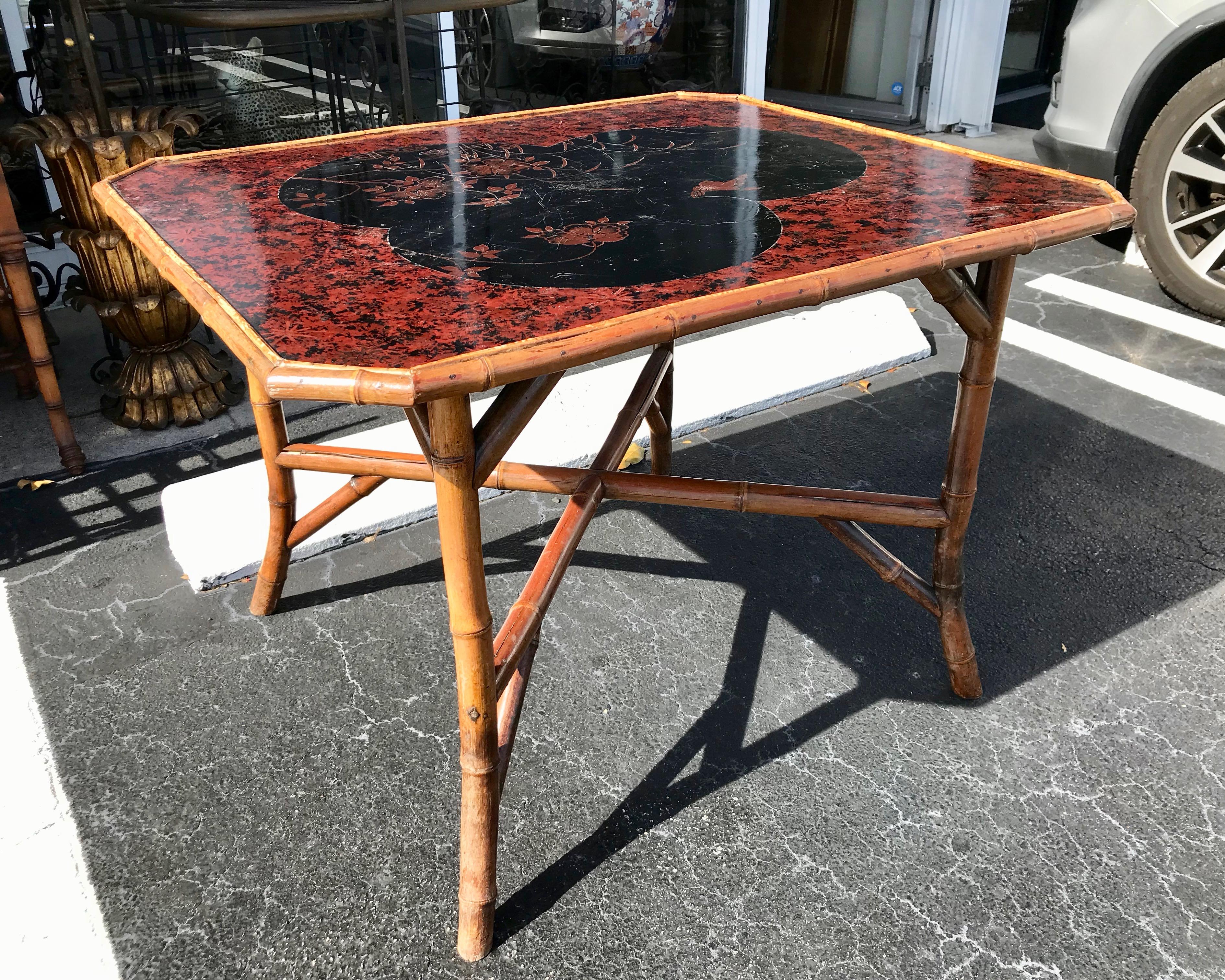 Edwardian Bamboo Dining Table In Good Condition In West Palm Beach, FL