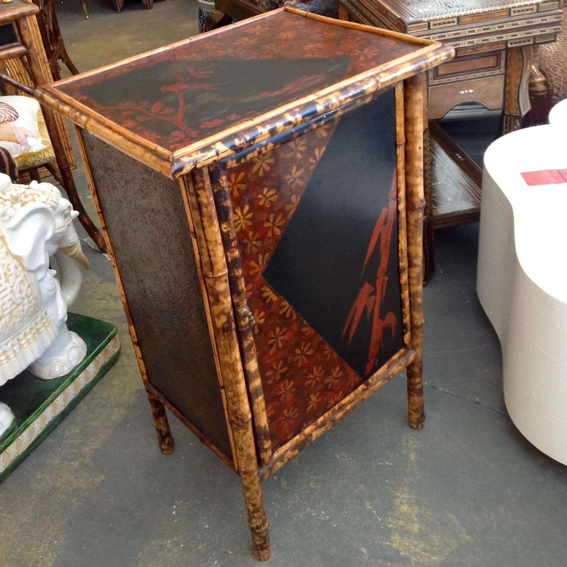 Edwardian Bamboo Side Cabinet In Good Condition In West Palm Beach, FL
