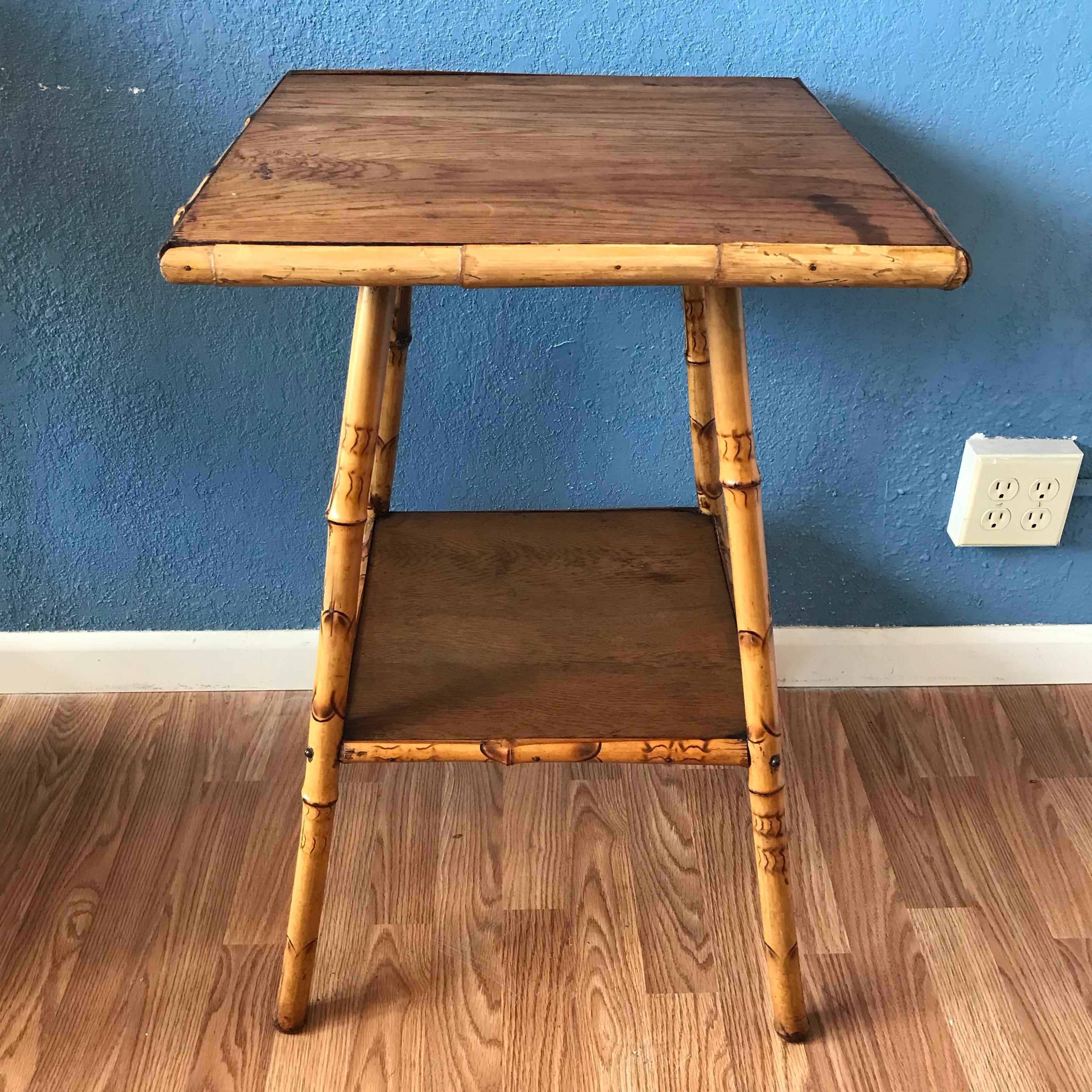 English Edwardian Bamboo Side Table For Sale