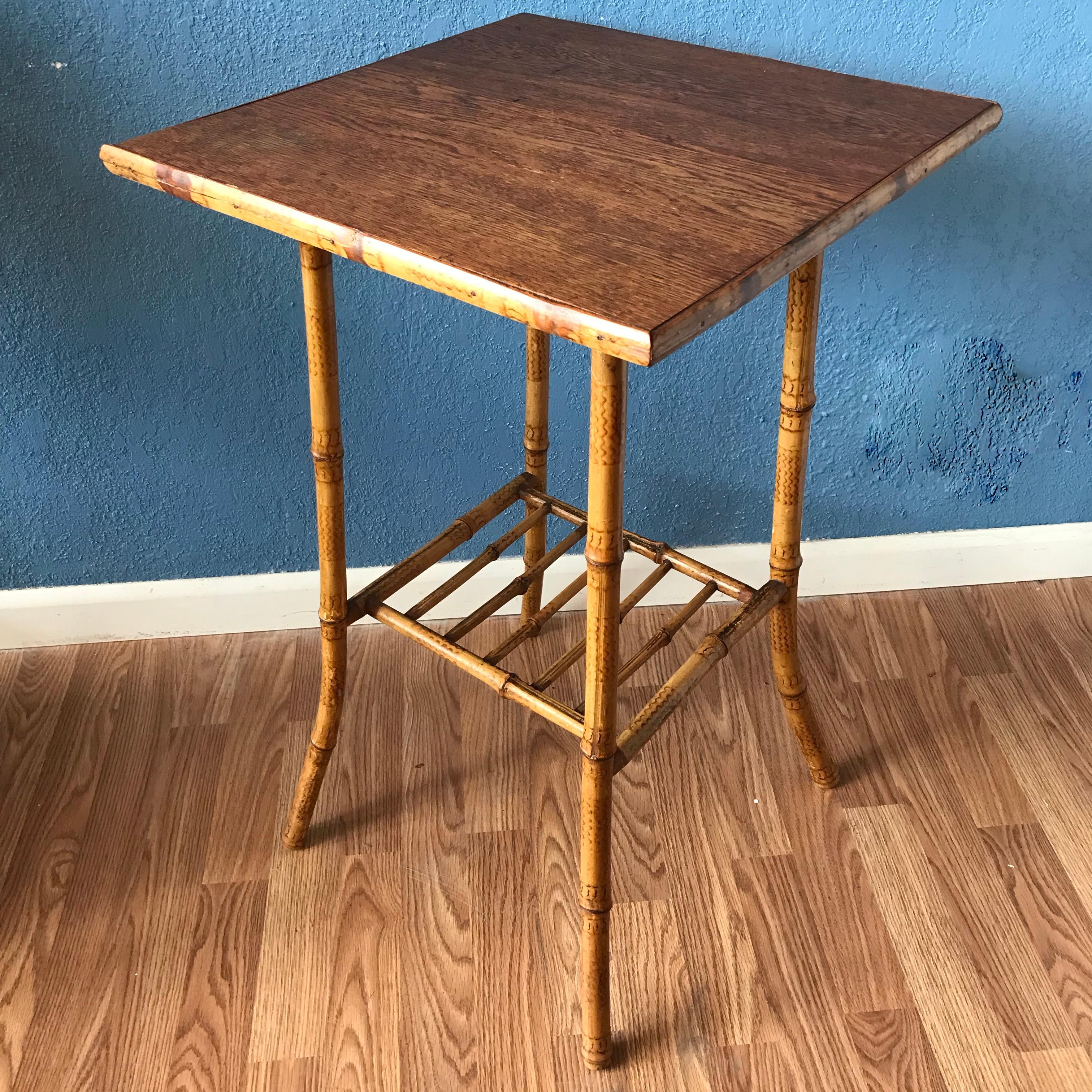 Edwardian Bamboo Side Table In Good Condition In West Palm Beach, FL