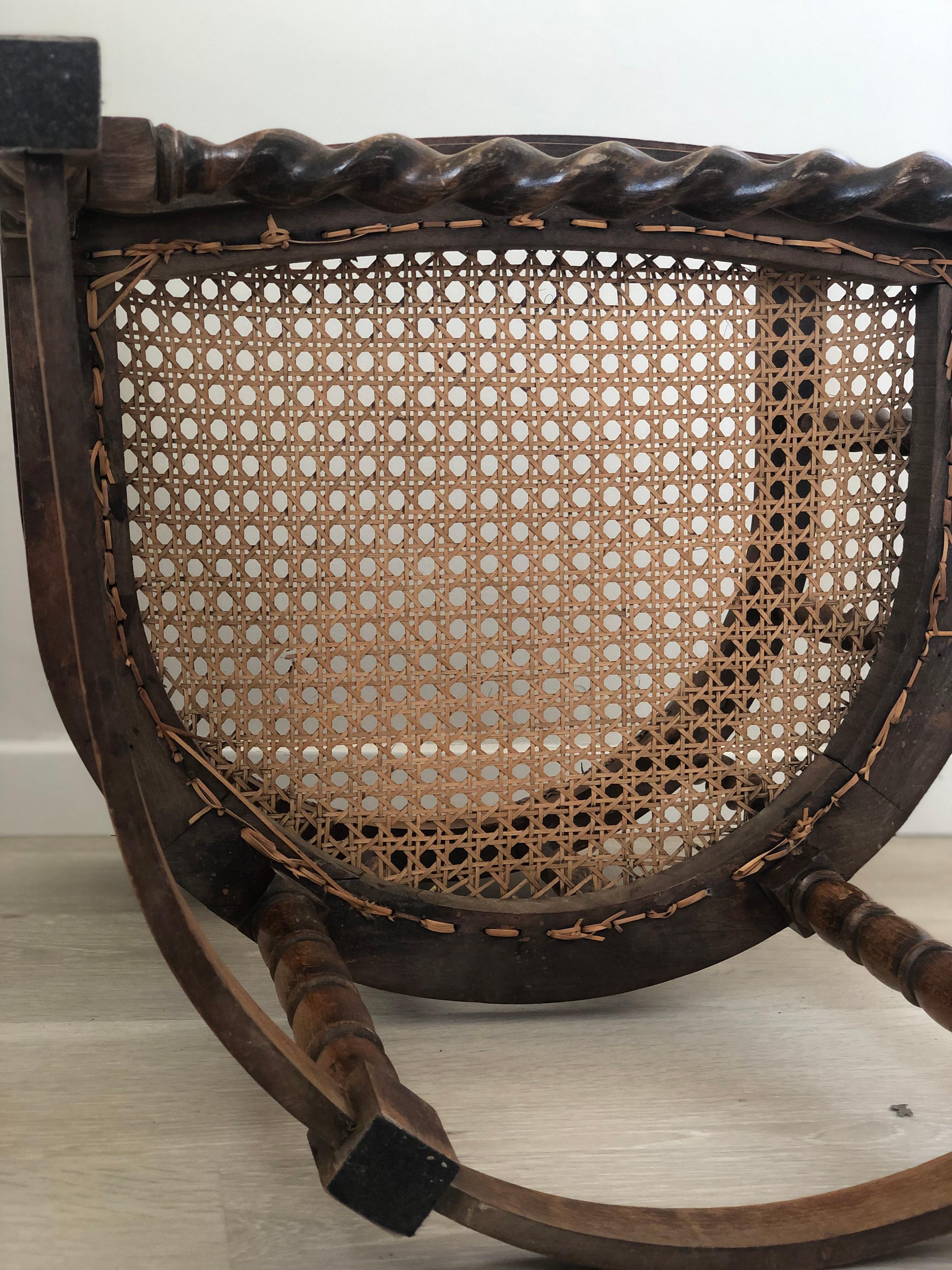 Edwardian Barley Twist Arm chair With Cane Early 20th Century 5