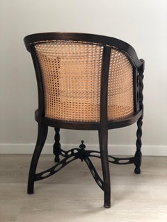 Edwardian Barley Twist Arm chair With Cane Early 20th Century