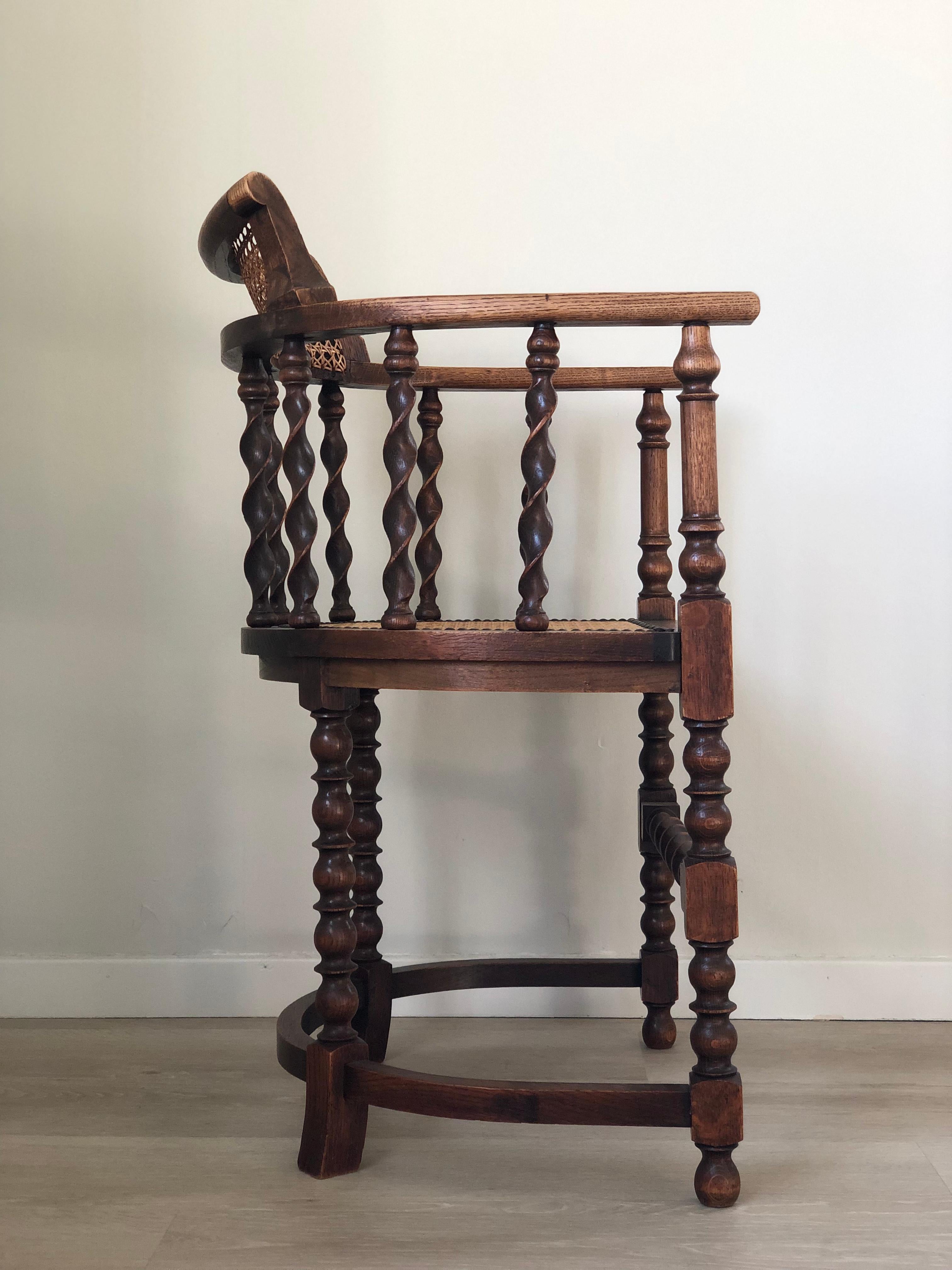 Edwardian Barley Twist Arm Chair With Cane Early 20th Century 1