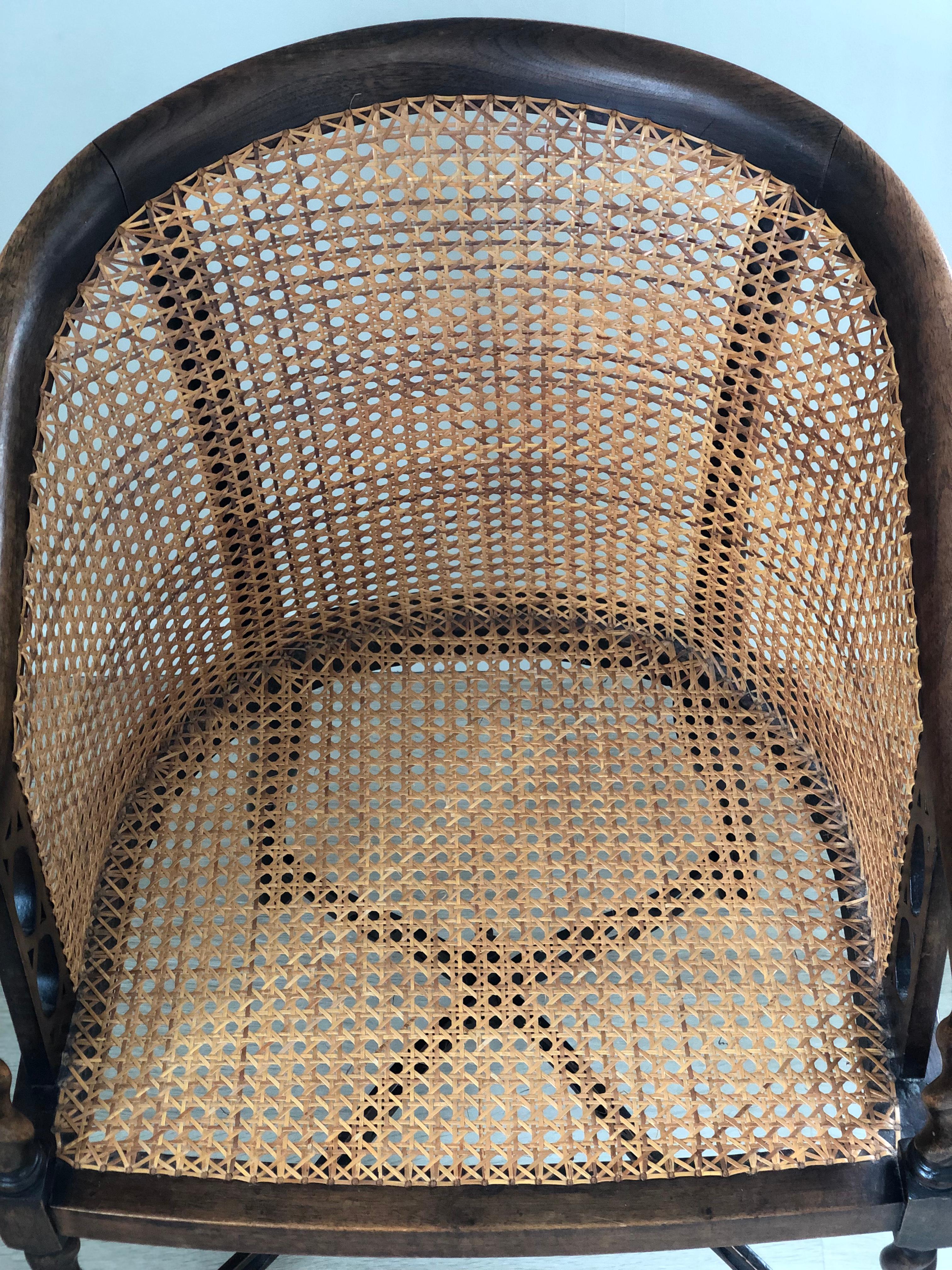 Edwardian Barley Twist Arm chair With Cane Early 20th Century 2