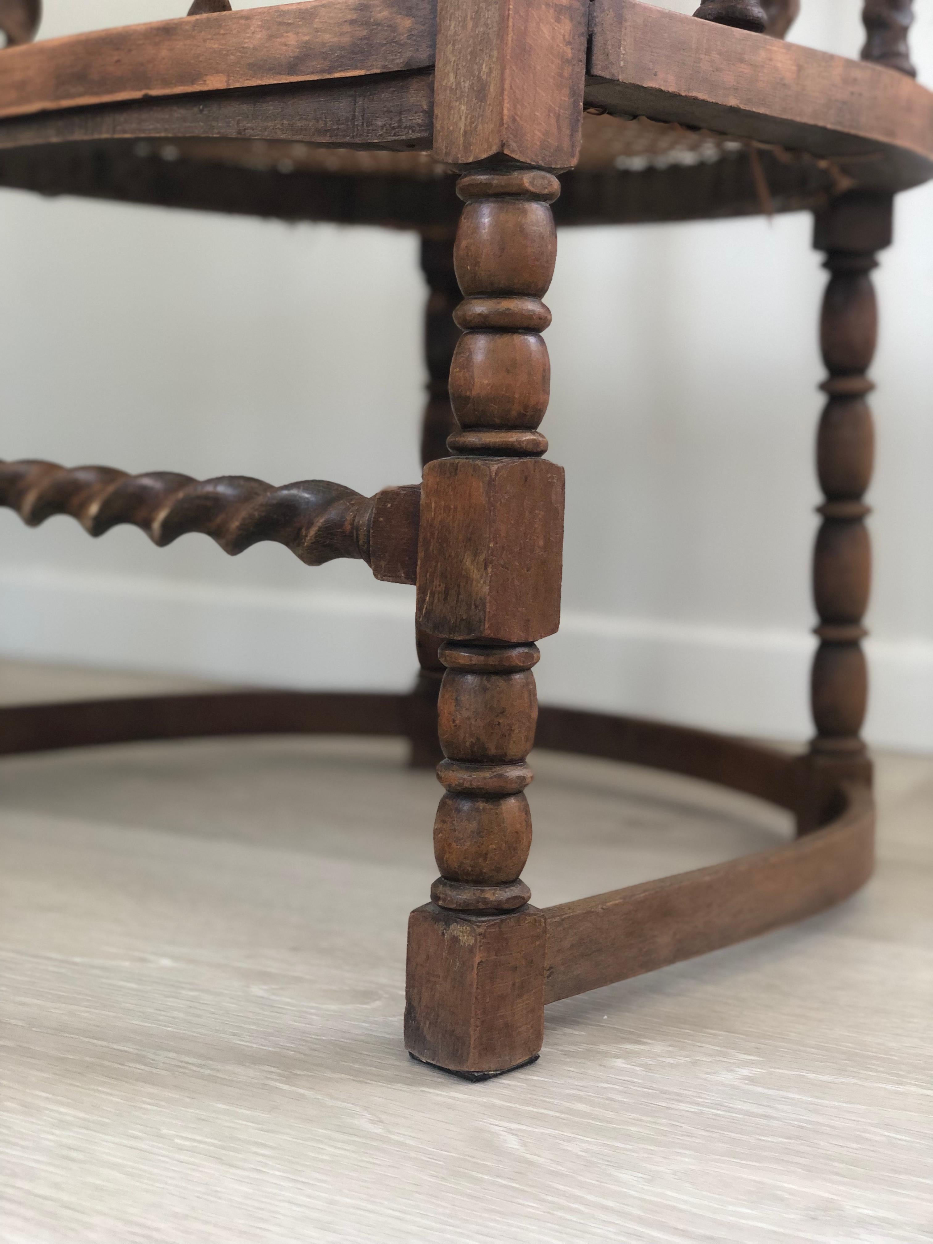 Edwardian Barley Twist Arm chair With Cane Early 20th Century 2