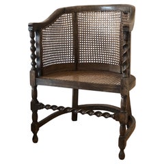 Edwardian Barley Twist Armchair with Cane Early 20th Century