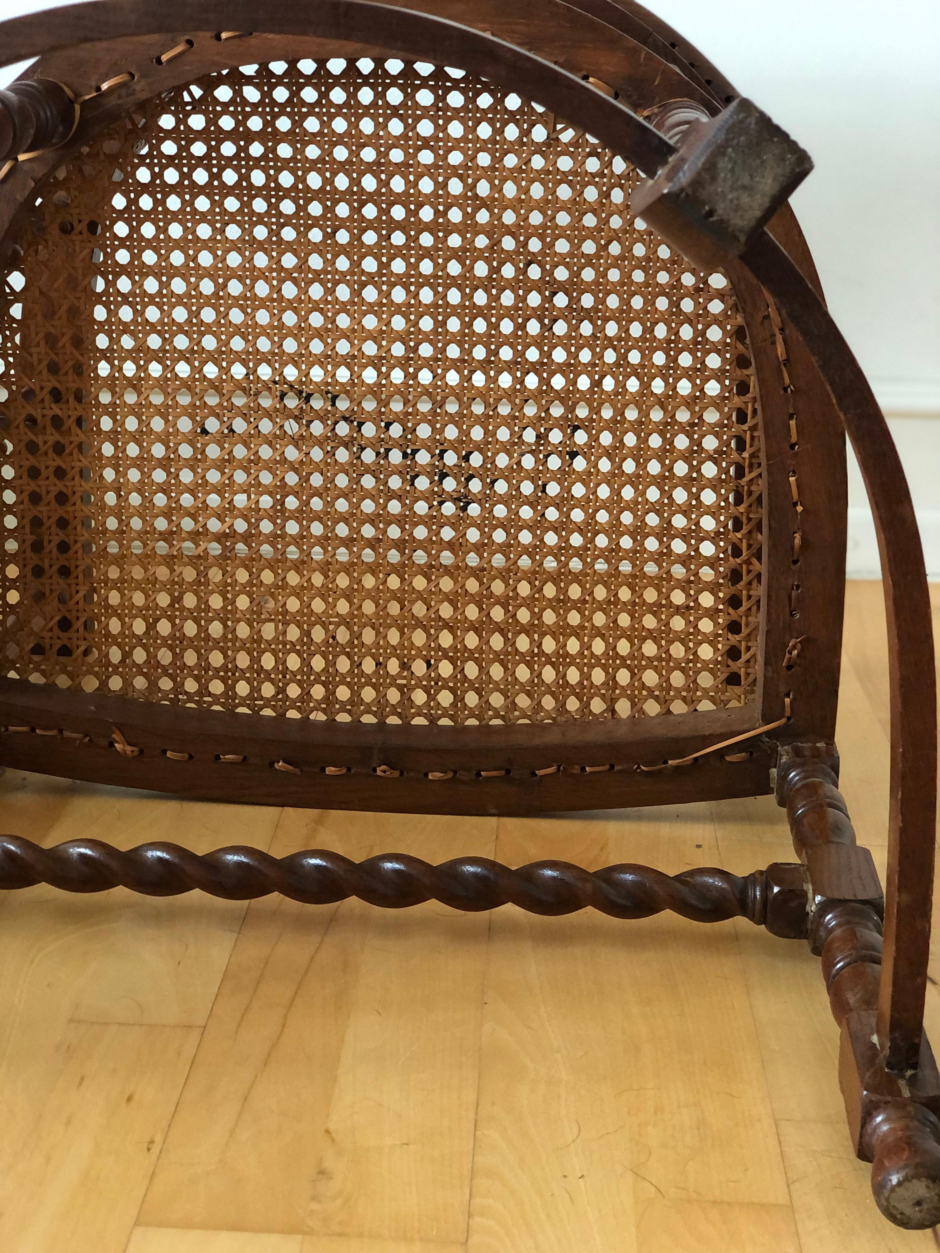 Edwardian Barley Twist Armchair with Cane Early 20th Century United Kingdom 5