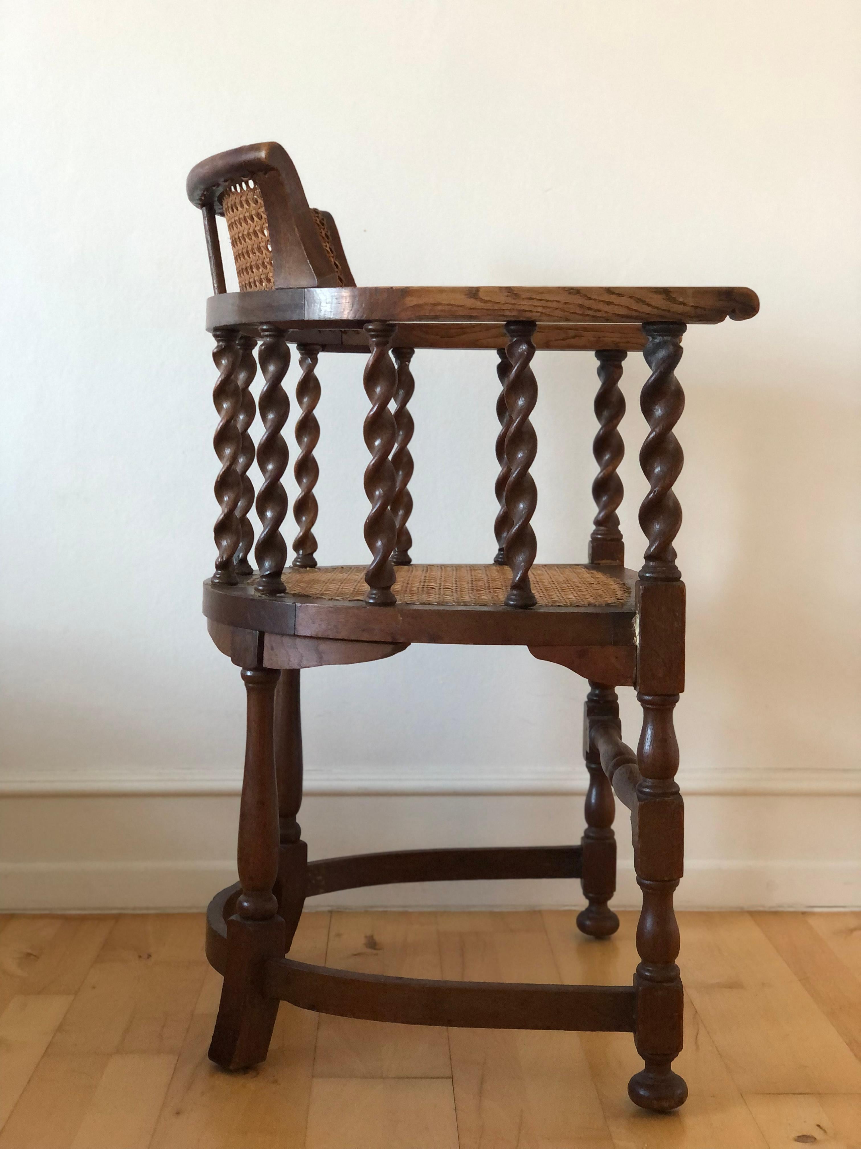Edwardian Barley Twist Armchair with Cane Early 20th Century United Kingdom 1