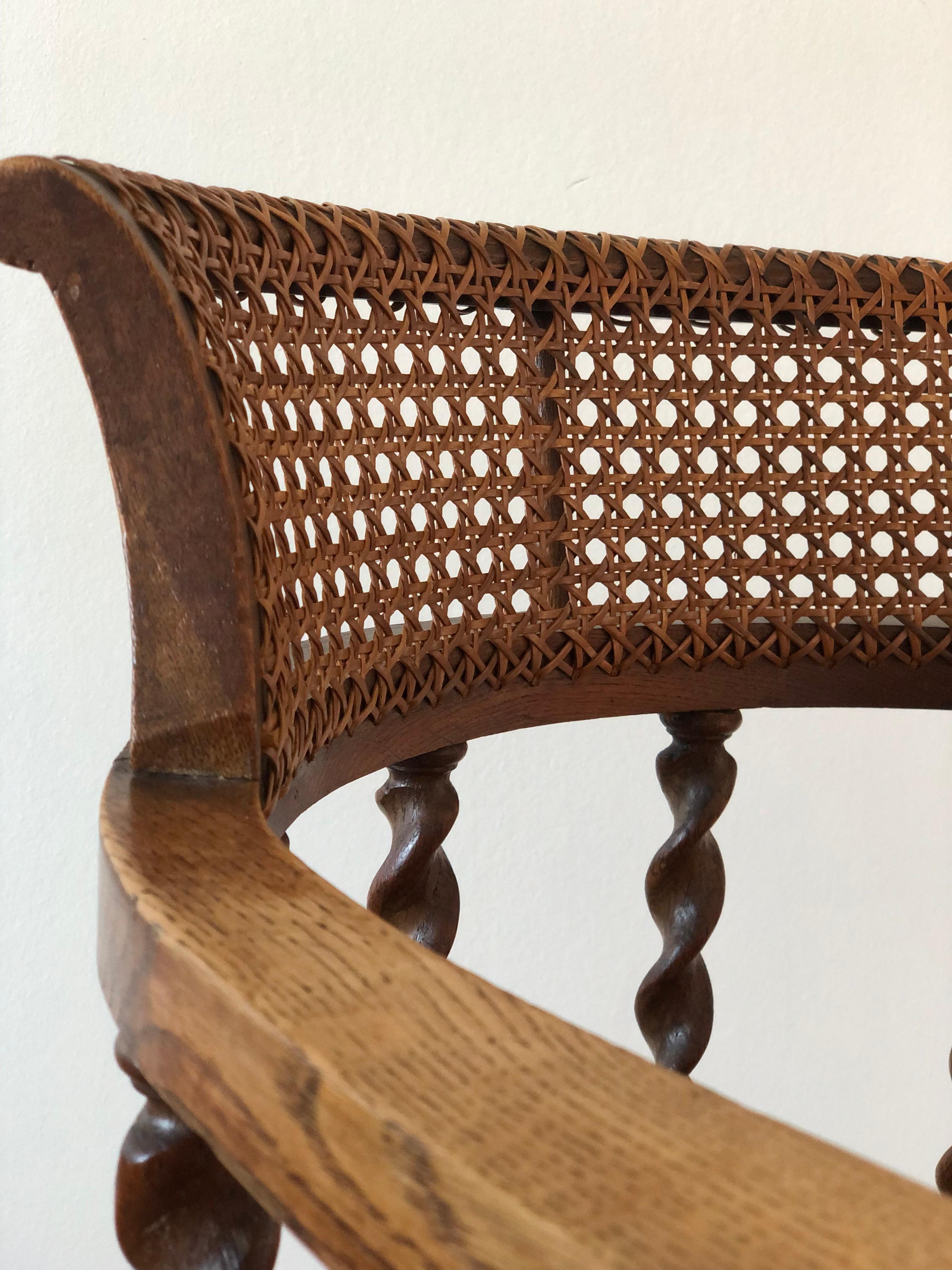 Edwardian Barley Twist Armchair with Cane Early 20th Century United Kingdom 3
