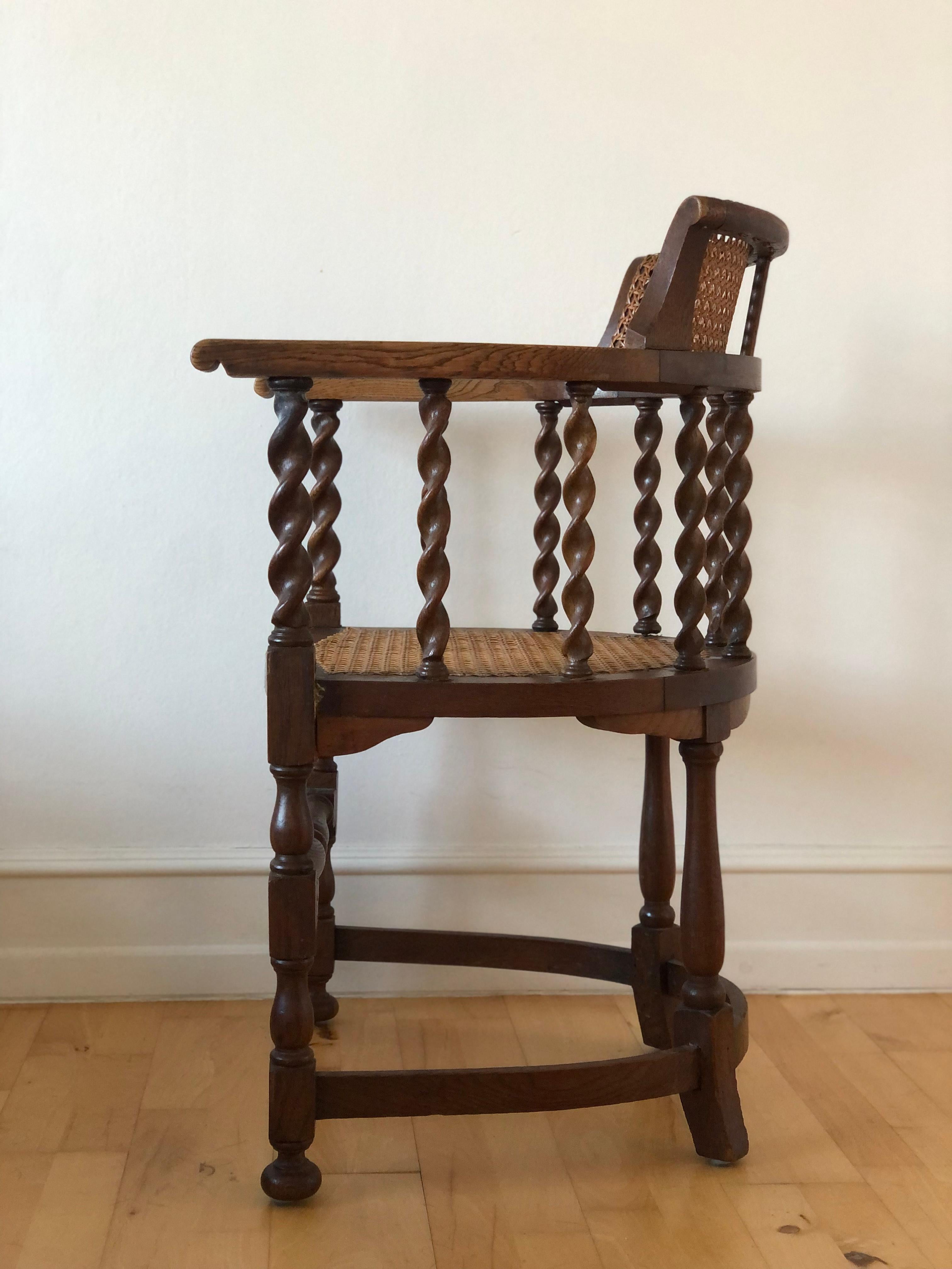 Edwardian Barley Twist Armchair with Cane Early 20th Century United Kingdom 4