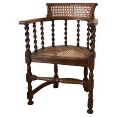 Edwardian Barley Twist Armchair with Cane Early 20th Century United Kingdom