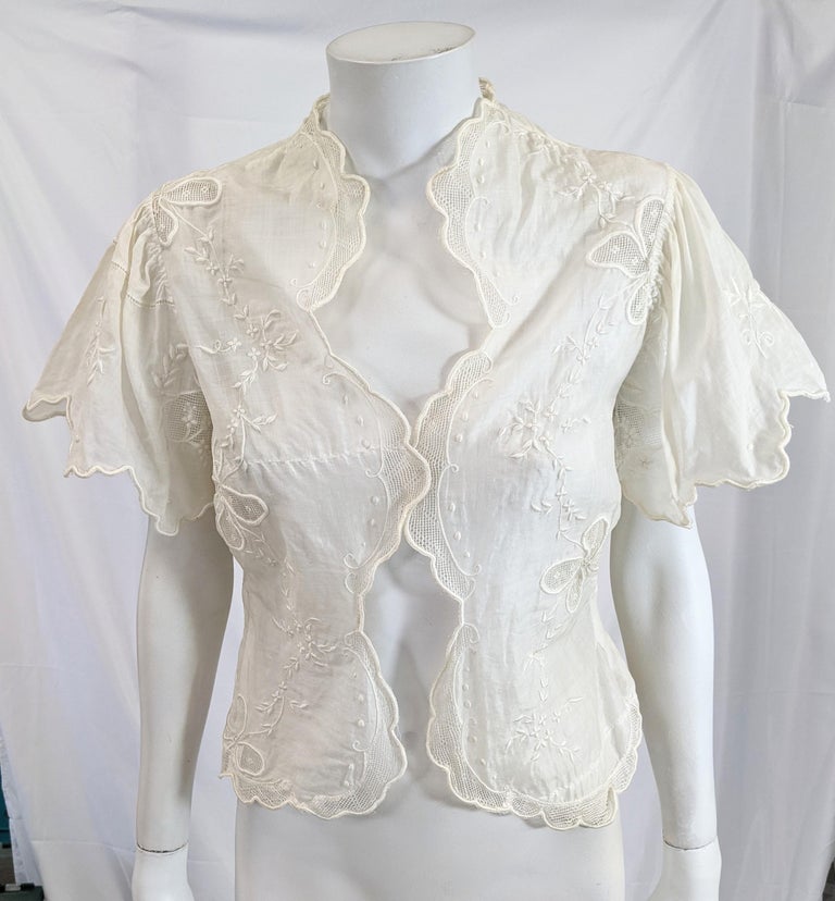 Edwardian Batiste Embroidered Bolero For Sale at 1stDibs