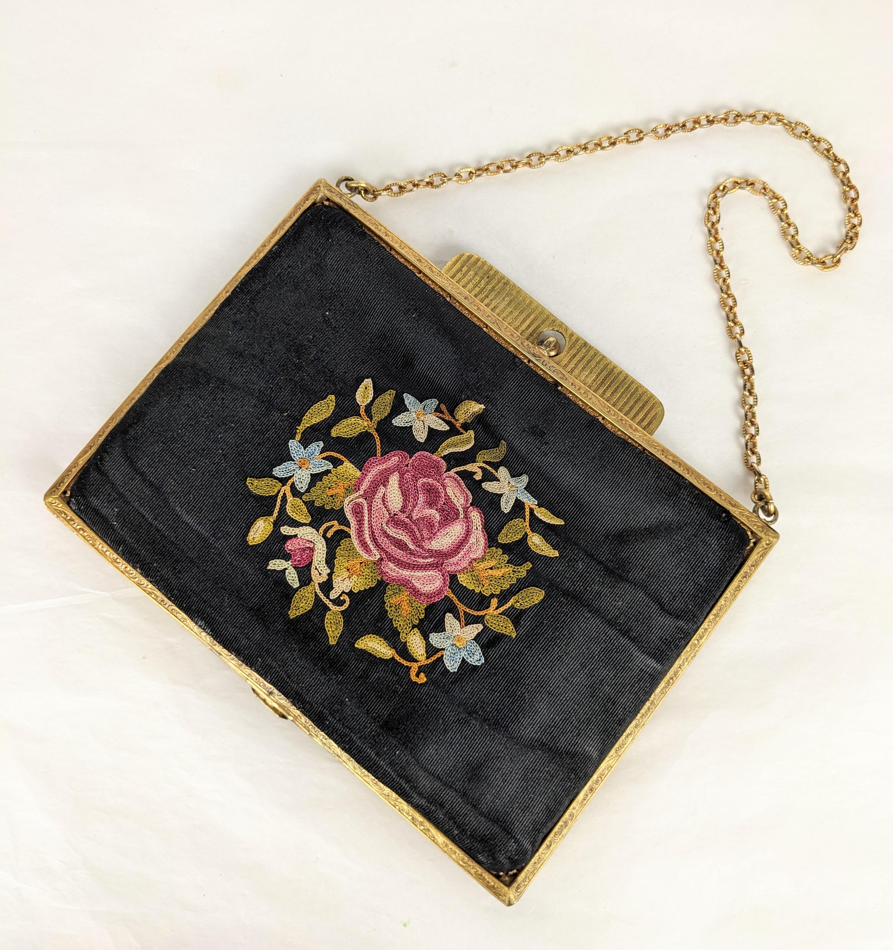 Brown Edwardian Beauvais Embroidered Bag For Sale