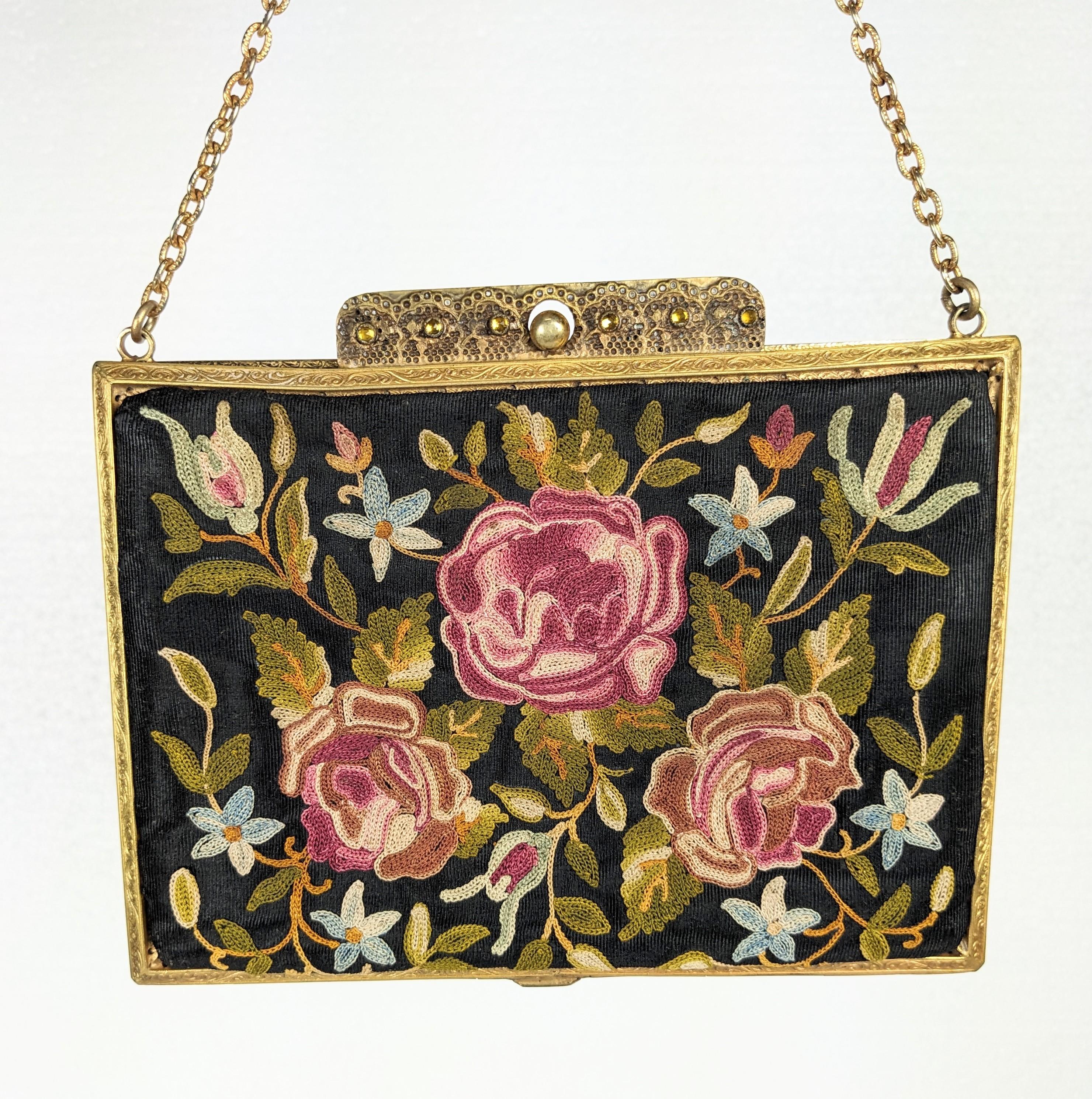  Edwardian Beauvais Embroidered Bag In Good Condition For Sale In New York, NY