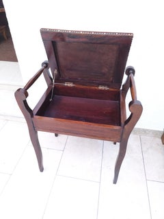 Edwardian Beech Stool with Upholstered Seat, circa 1905