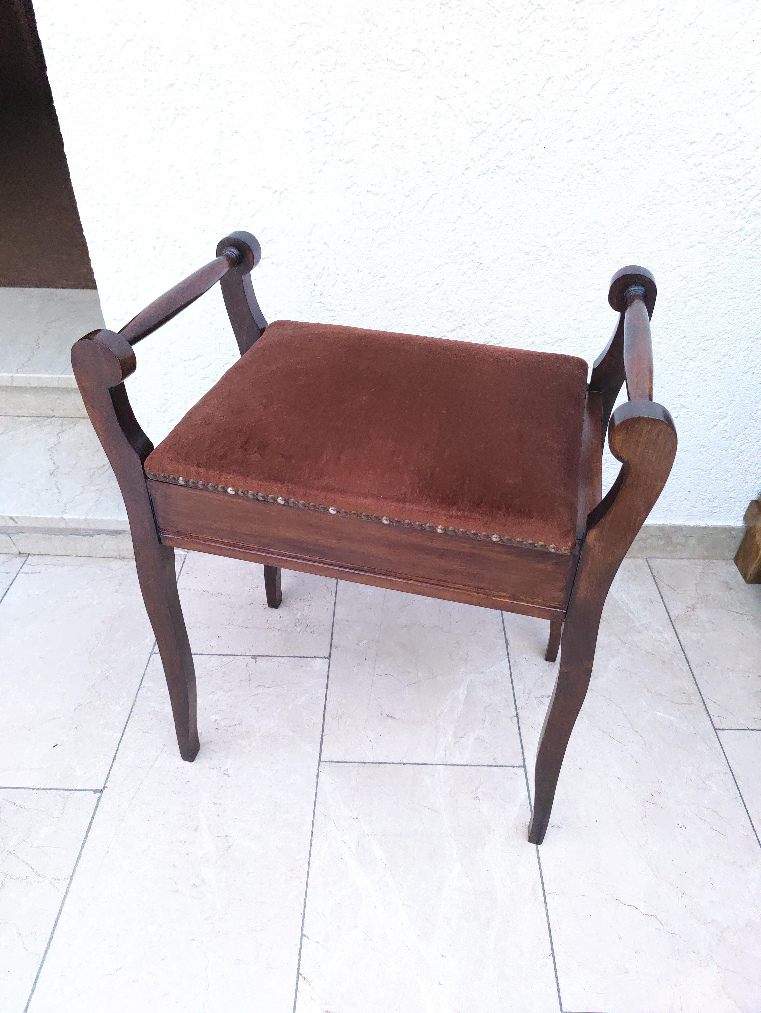 Fabric Edwardian Beech Stool For Sale