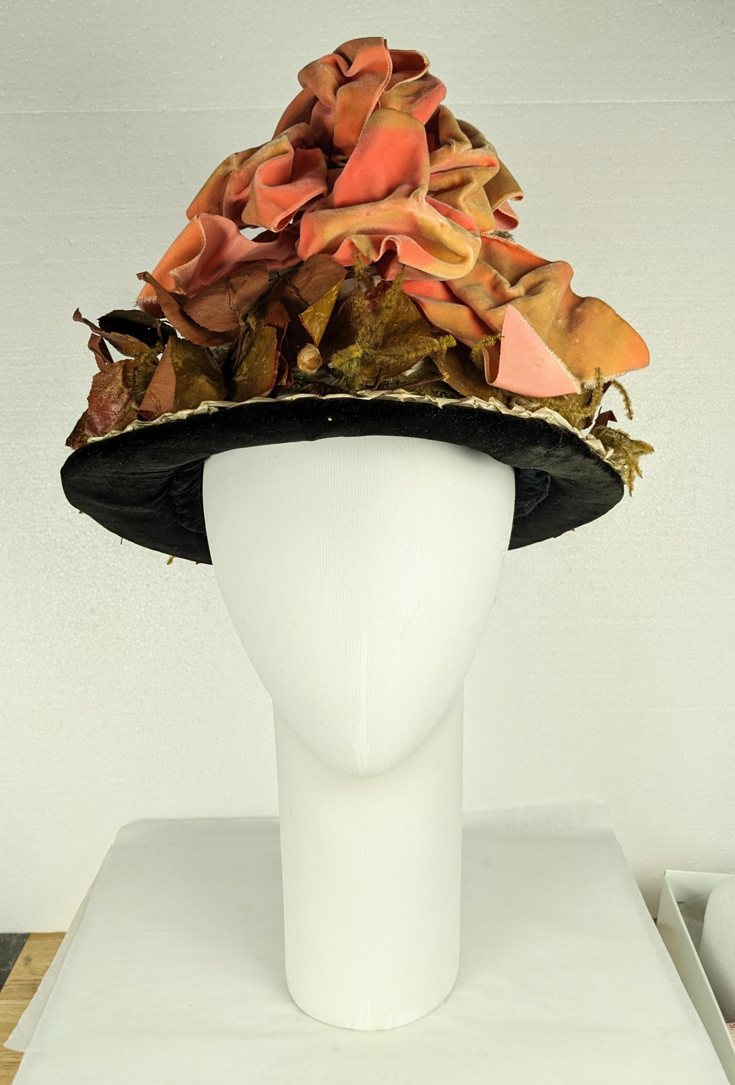 Beige Edwardian Beehive Raffia Hat For Sale