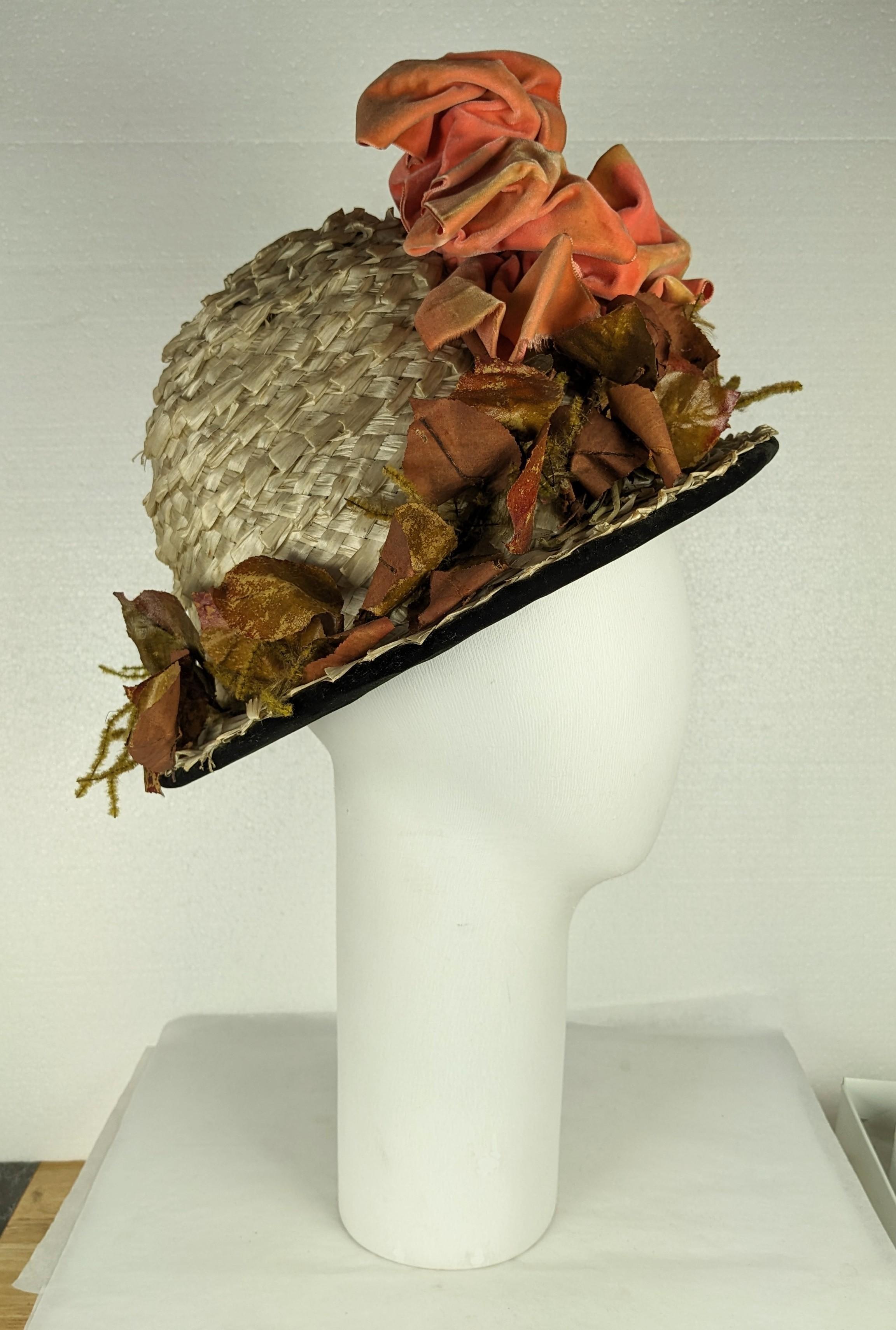 Women's Edwardian Beehive Raffia Hat For Sale